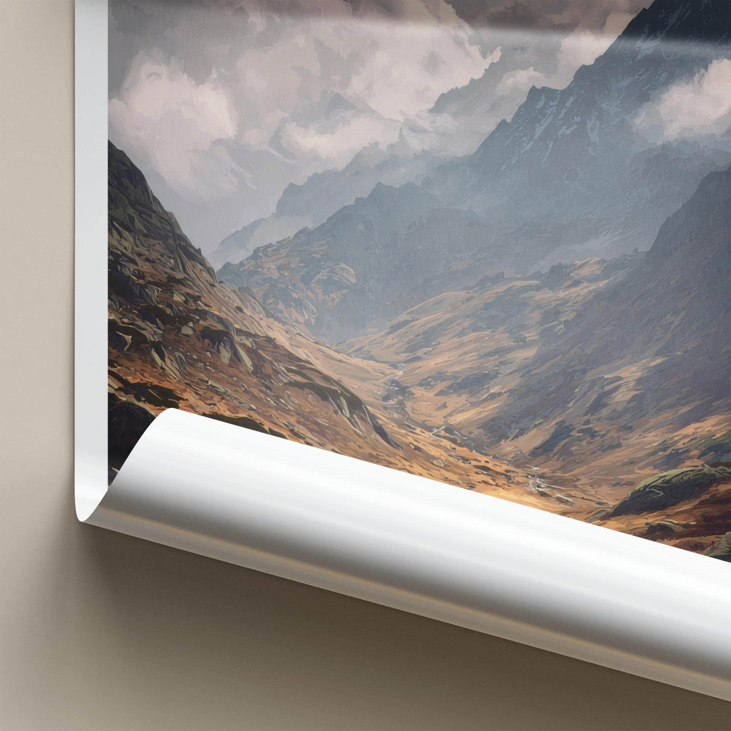 Val Bregaglia Poster - Switzerland Travel Art - Cloudy Mountain Valley Home Decor