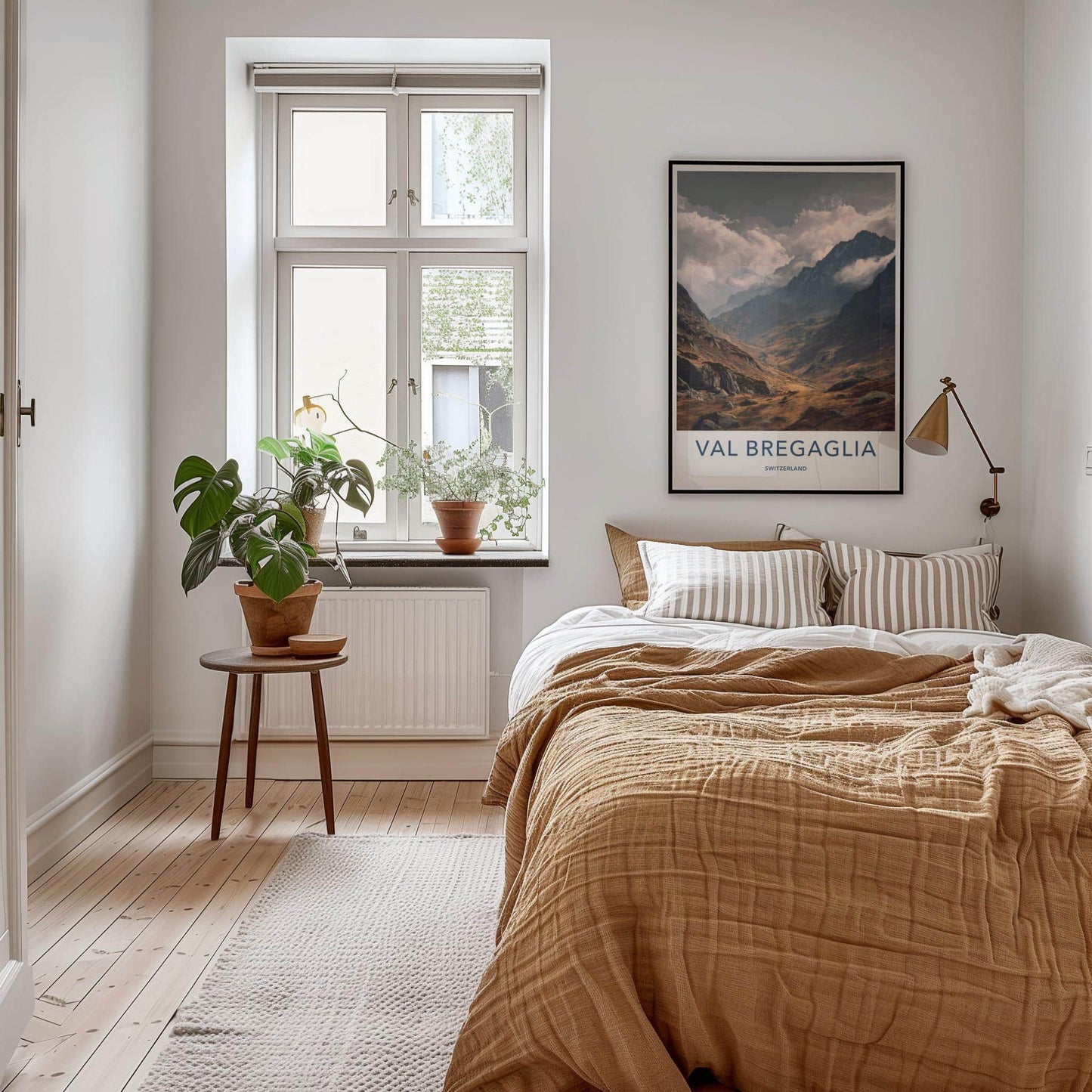 Val Bregaglia Poster - Switzerland Travel Art - Cloudy Mountain Valley Home Decor