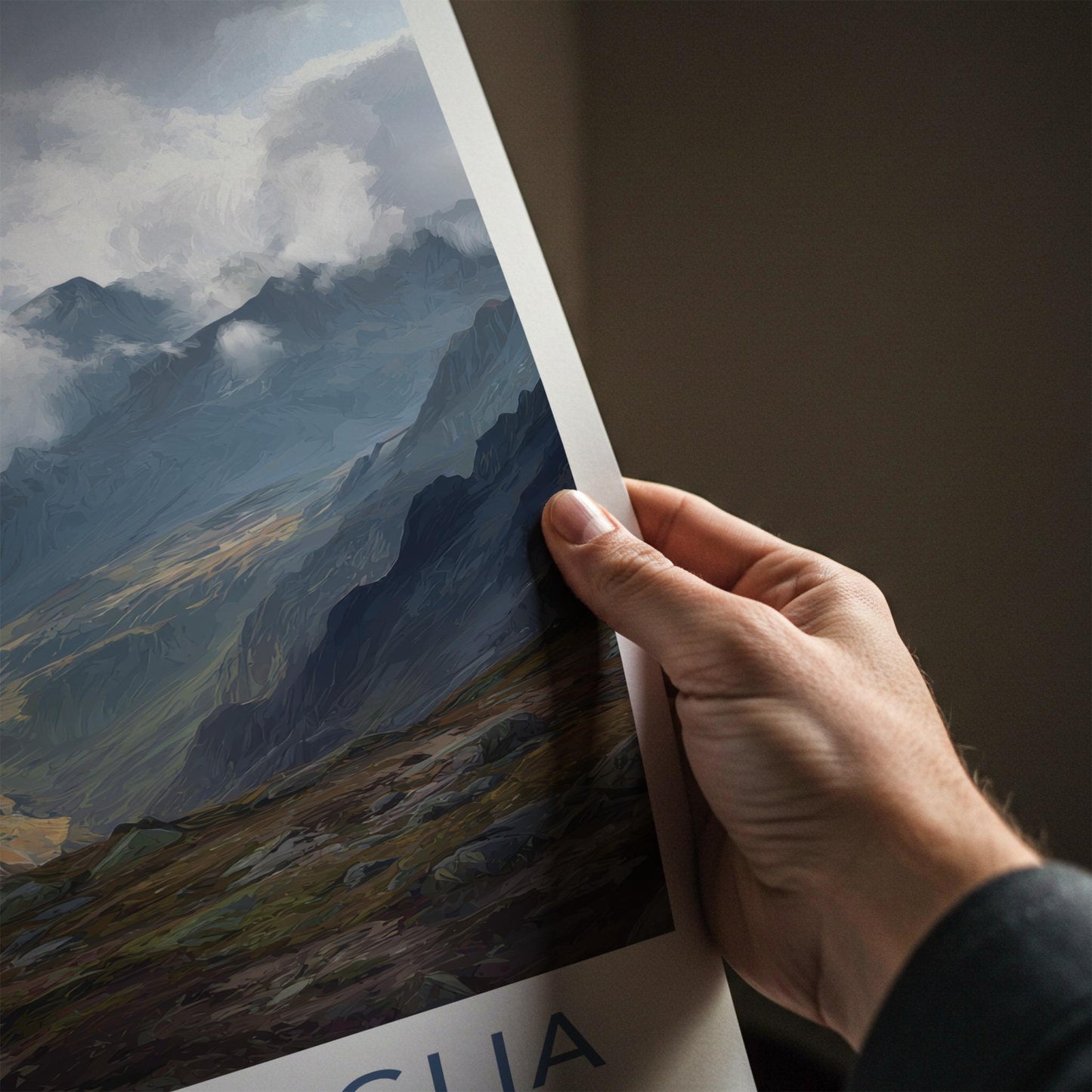 Val Bregaglia Poster - Switzerland Travel Art - Cloudy Mountain Valley Home Decor