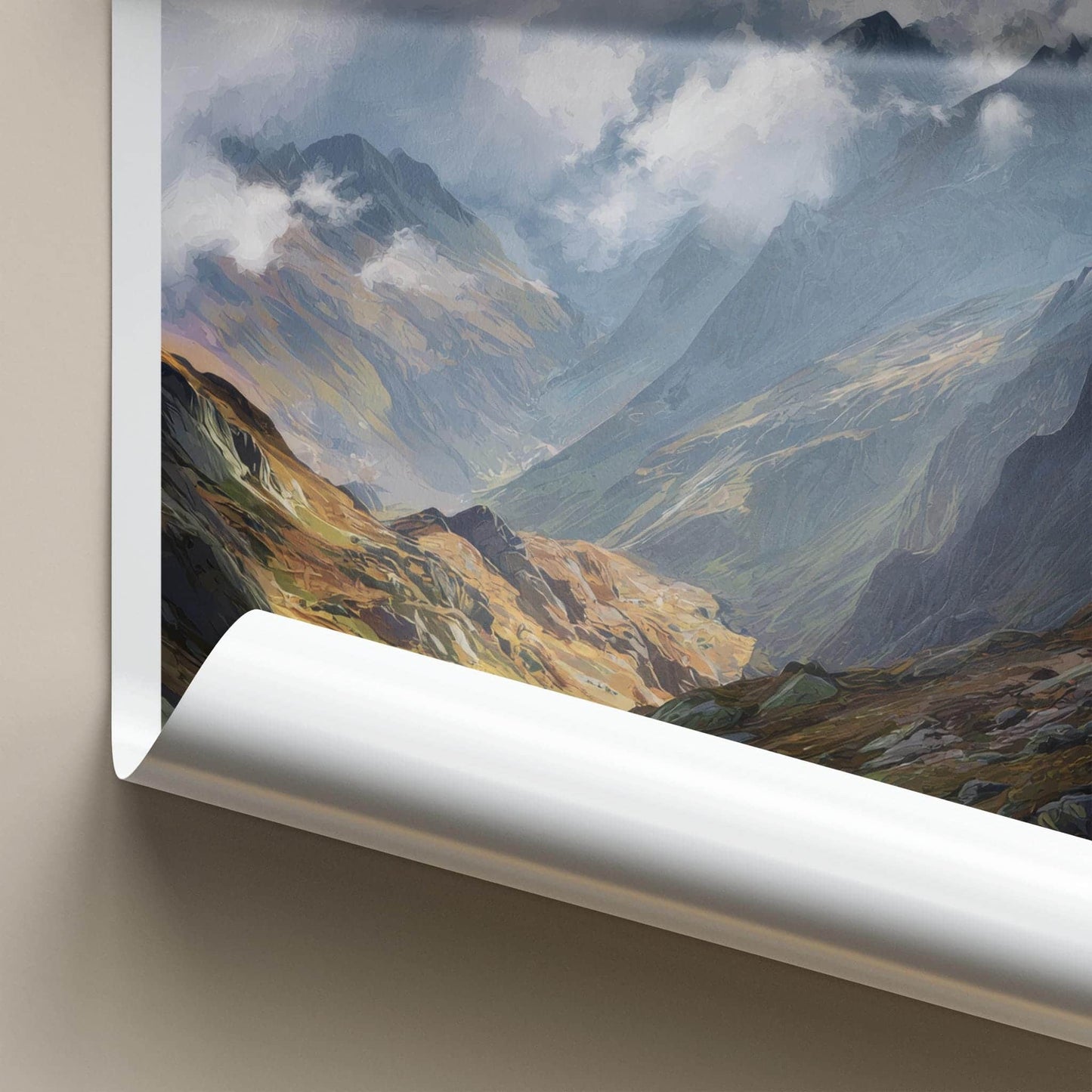 Val Bregaglia Poster - Switzerland Travel Art - Cloudy Mountain Valley Home Decor