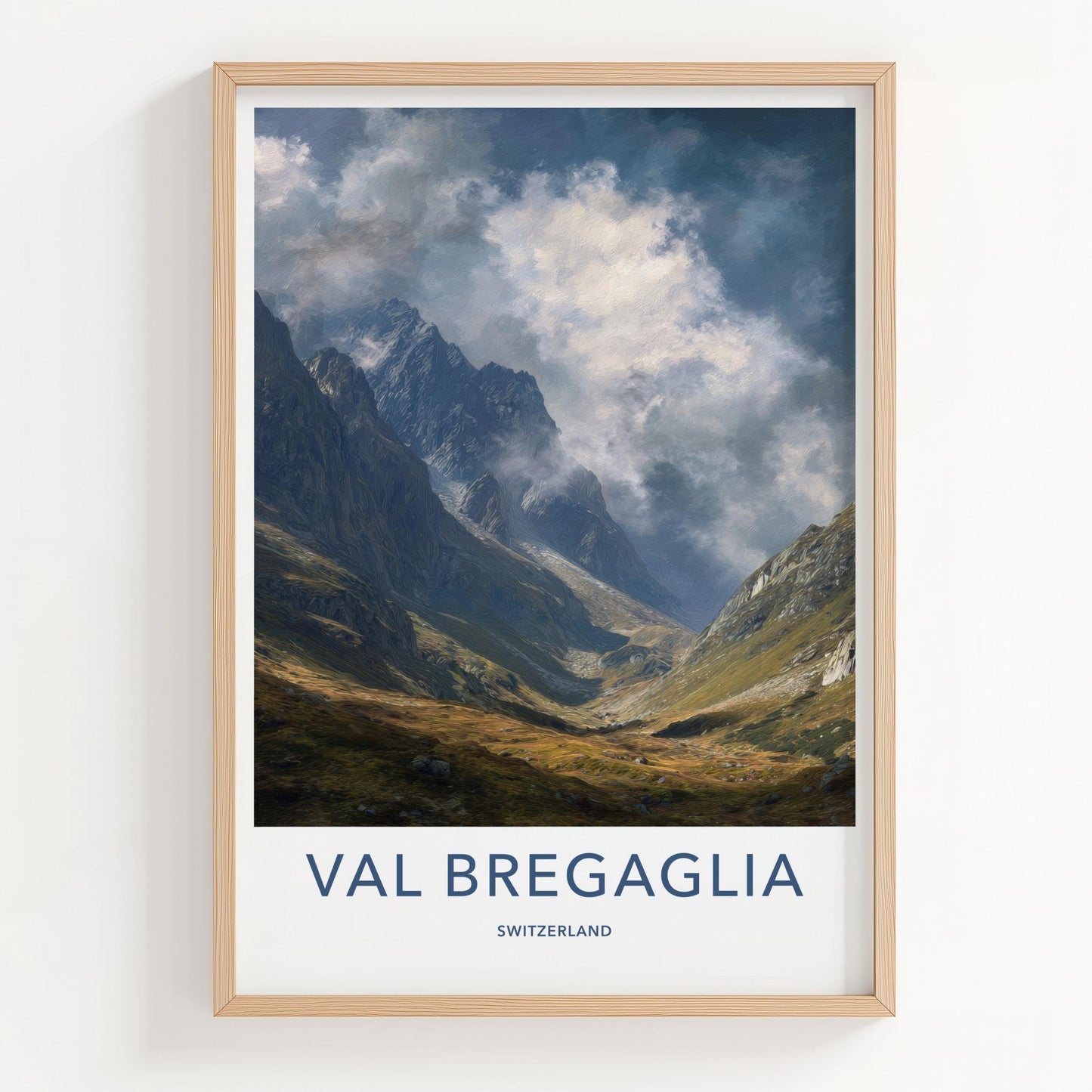 Val Bregaglia Poster - Switzerland Travel Art - Misty Alpine Valley Home Decor