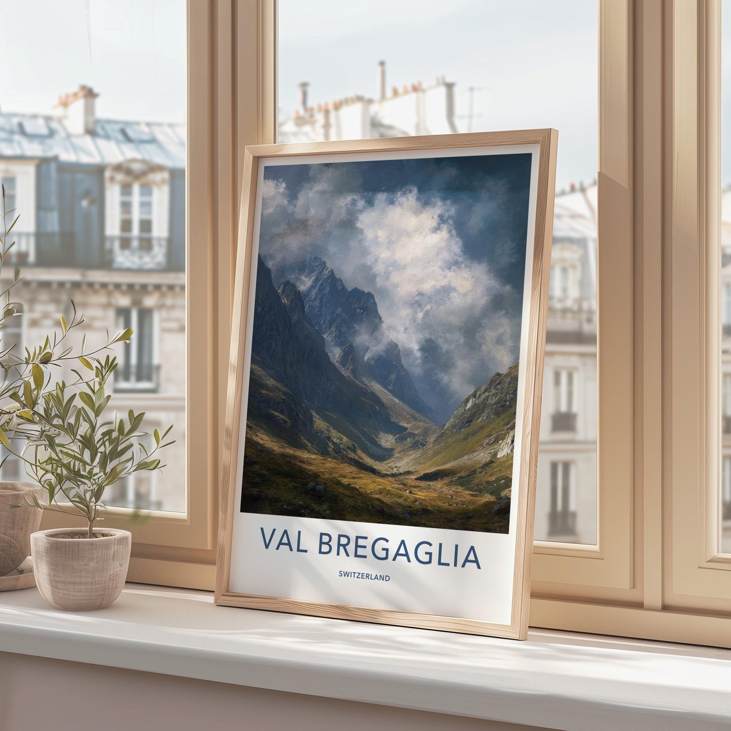 Val Bregaglia Poster - Switzerland Travel Art - Misty Alpine Valley Home Decor