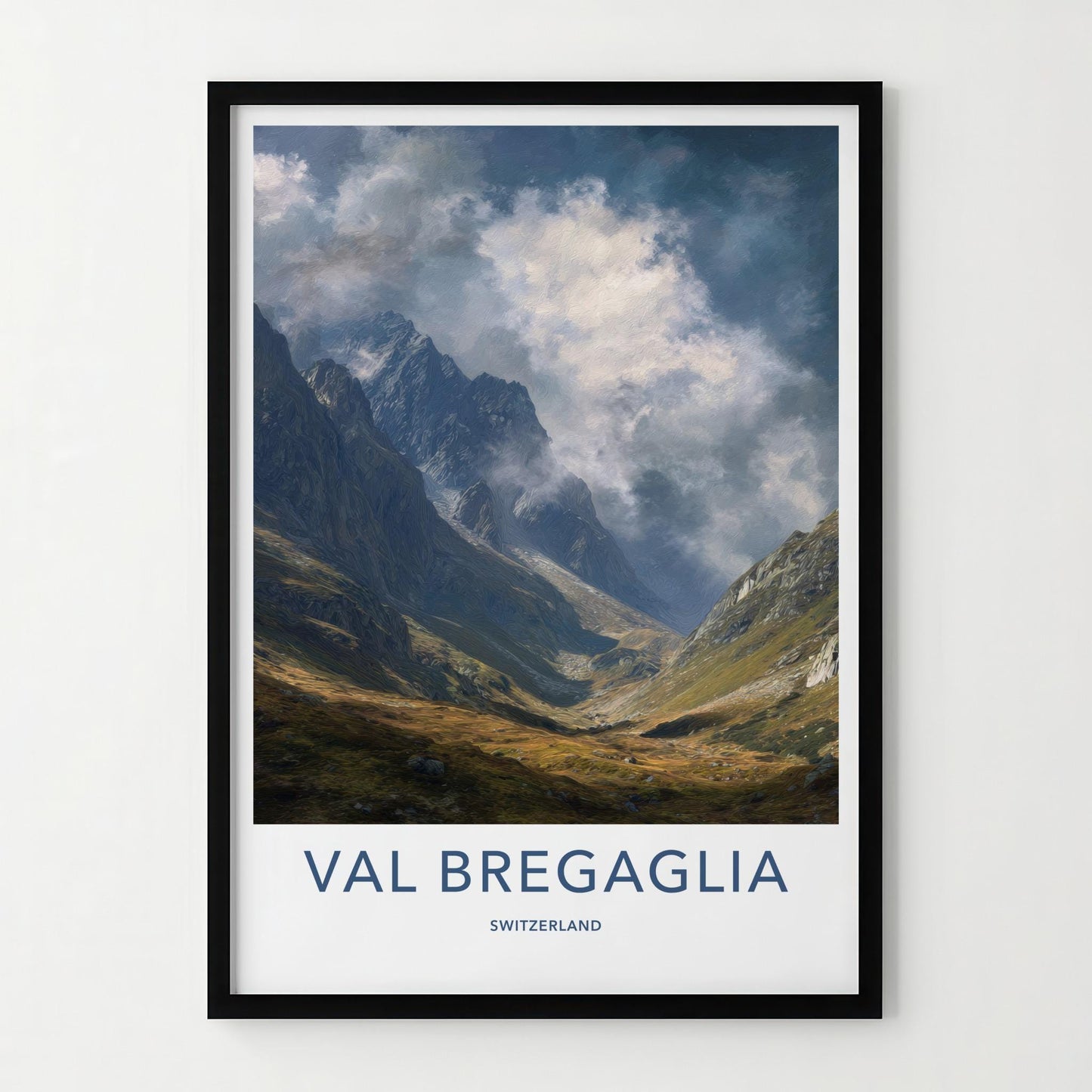 Val Bregaglia Poster - Switzerland Travel Art - Misty Alpine Valley Home Decor