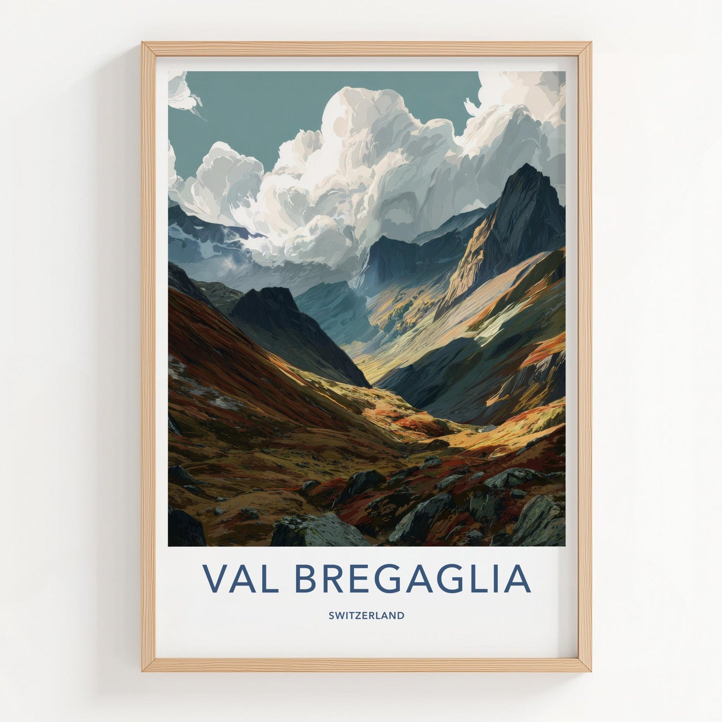 Val Bregaglia Poster - Switzerland Travel Art - Vibrant Valley Slopes Home Decor