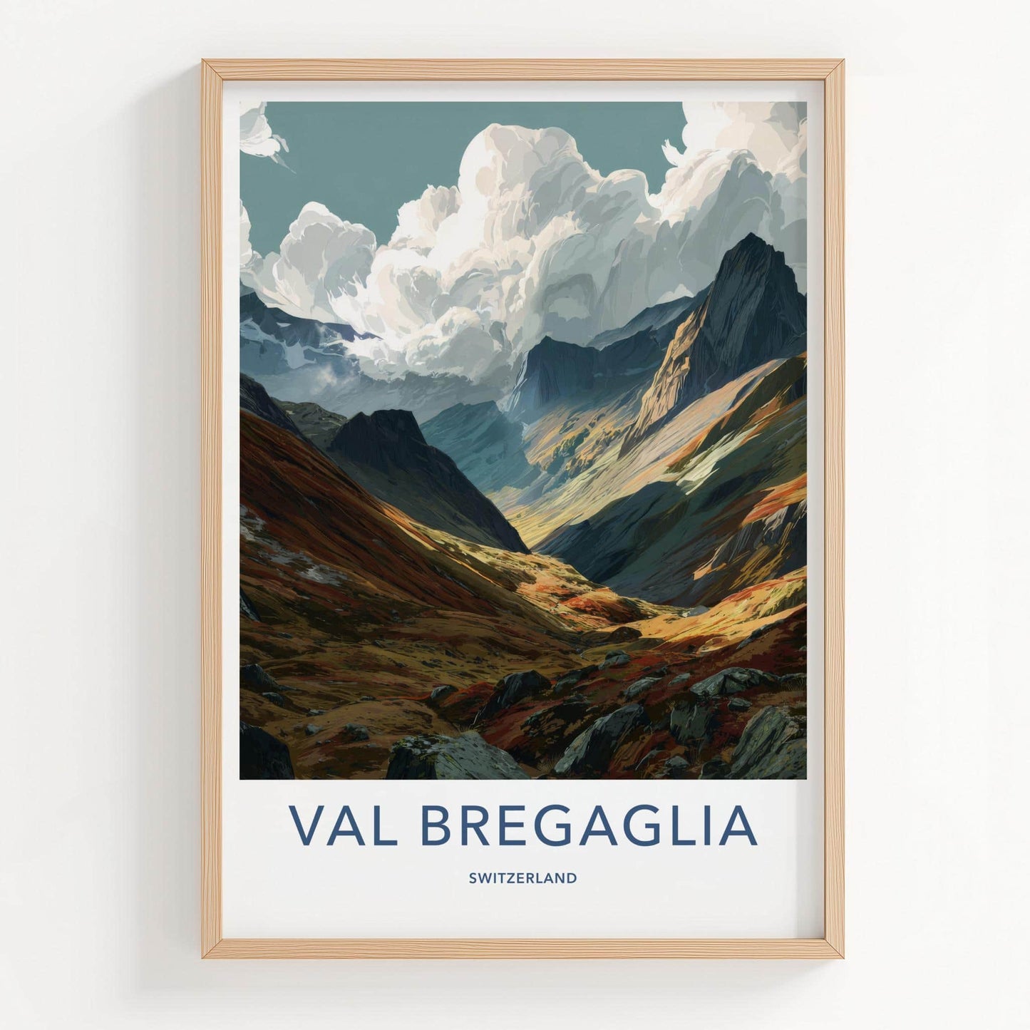 Val Bregaglia Poster - Switzerland Travel Art - Vibrant Valley Slopes Home Decor