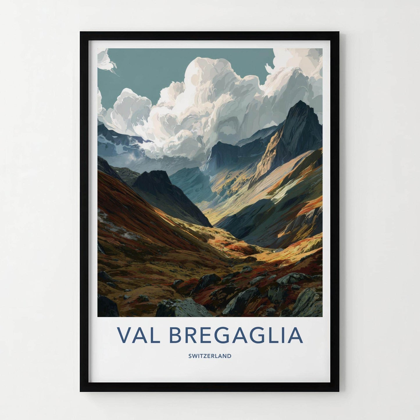 Val Bregaglia Poster - Switzerland Travel Art - Vibrant Valley Slopes Home Decor