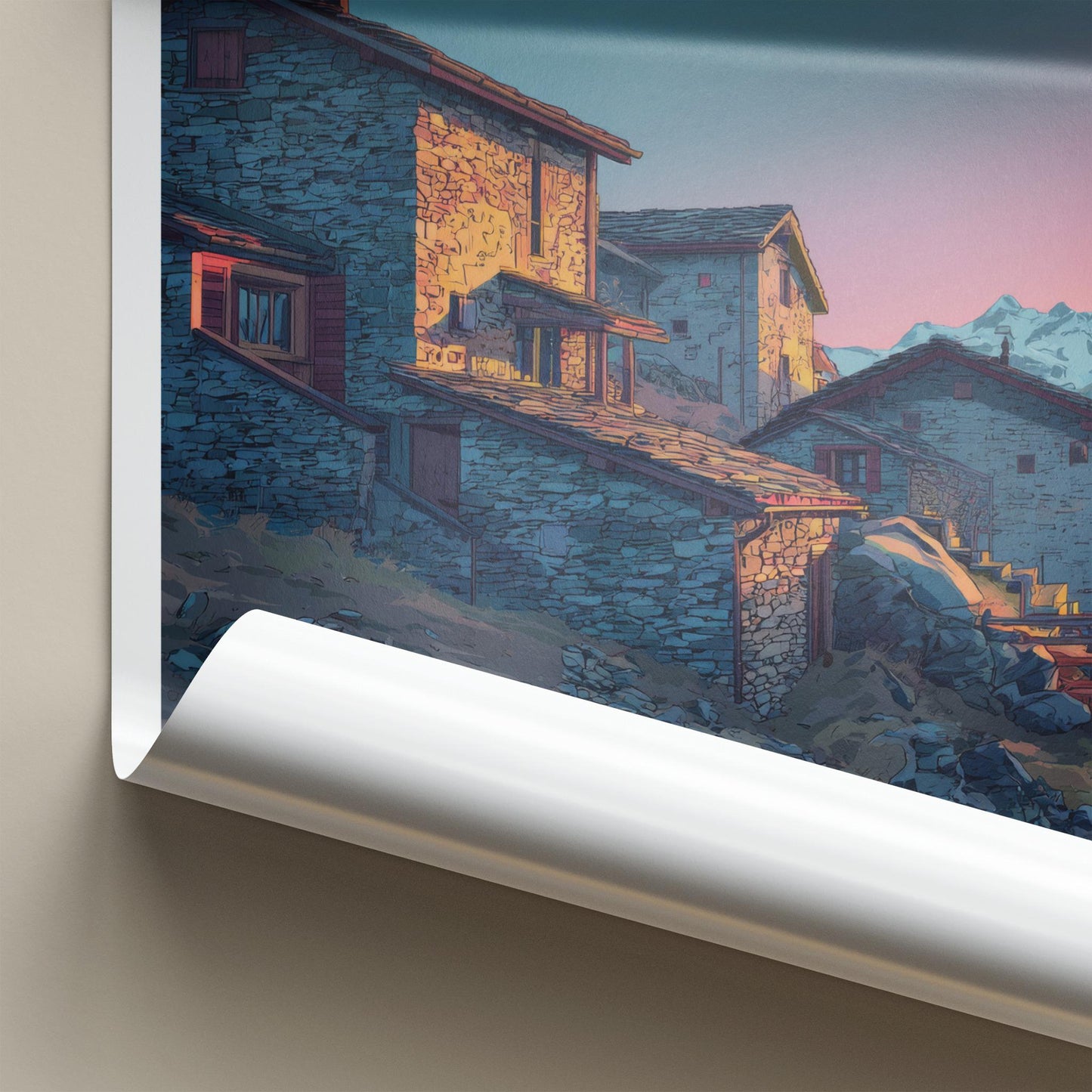Val D'Anniviers Poster - Switzerland Travel Art - Alpine Stone Houses Home Decor