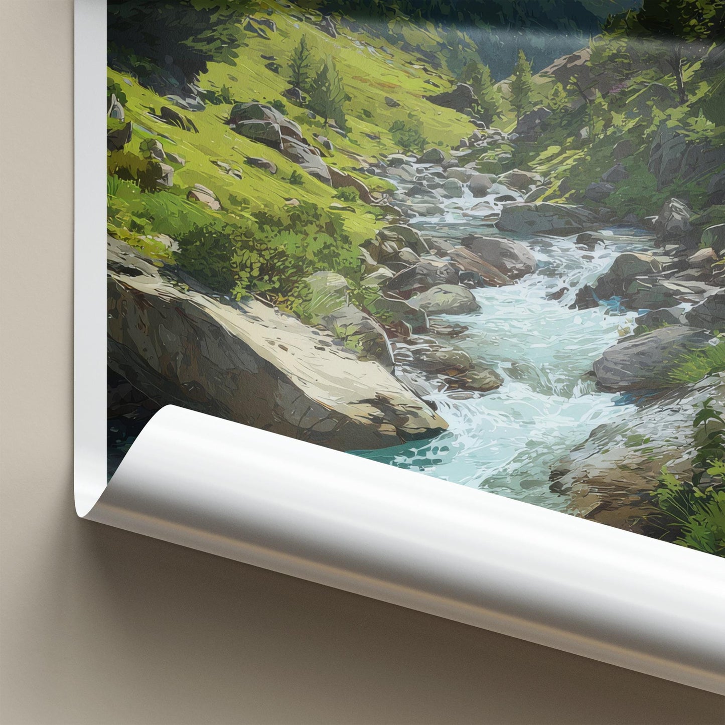 Val Di Rabbi Poster - Italy Travel Art - Alpine River Flow Wall Decor