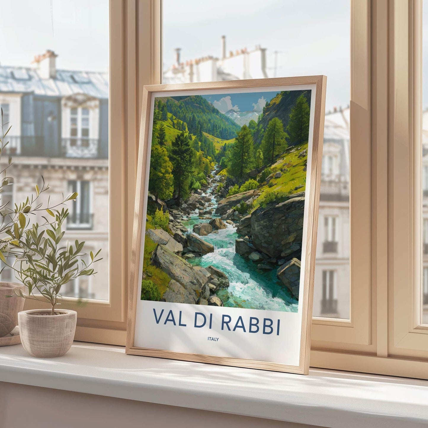 Val Di Rabbi Poster - Italy Travel Art - Alpine Stream Flowing Home Decor