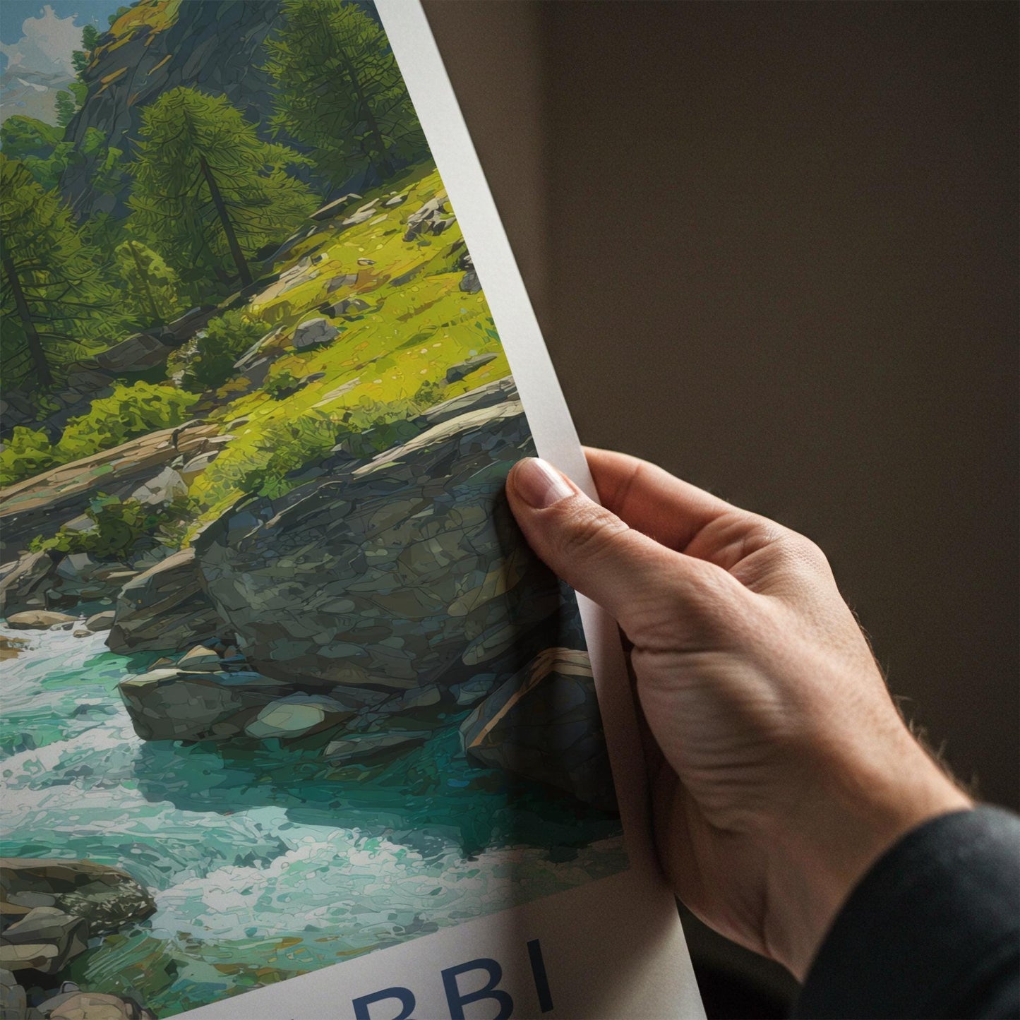 Val Di Rabbi Poster - Italy Travel Art - Alpine Stream Flowing Home Decor