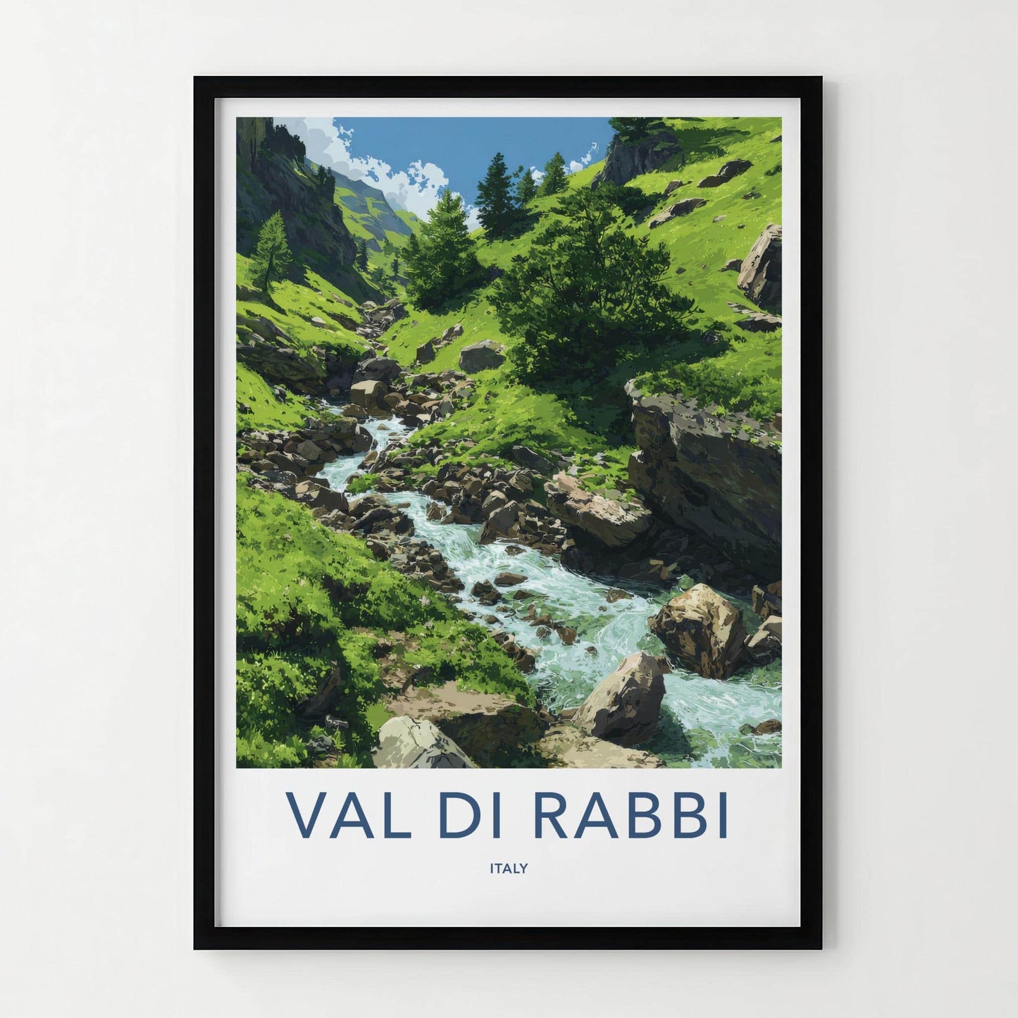 Val Di Rabbi Poster - Italy Travel Art - Lush Mountain Stream Home Decor