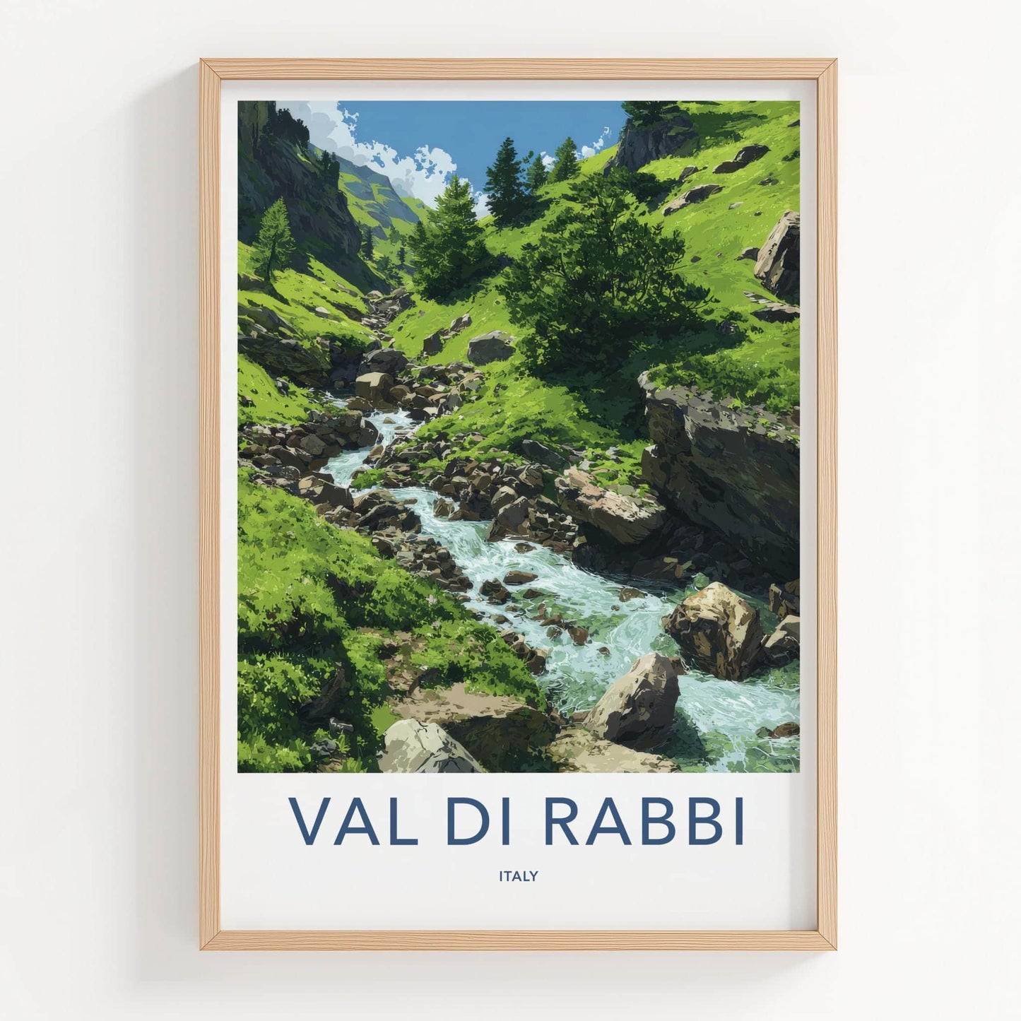 Val Di Rabbi Poster - Italy Travel Art - Lush Mountain Stream Home Decor
