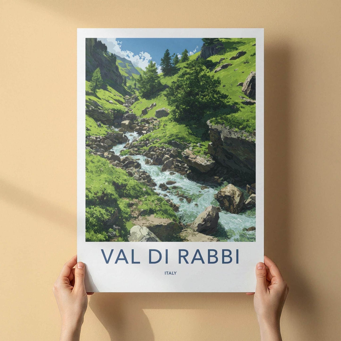 Val Di Rabbi Poster - Italy Travel Art - Lush Mountain Stream Home Decor