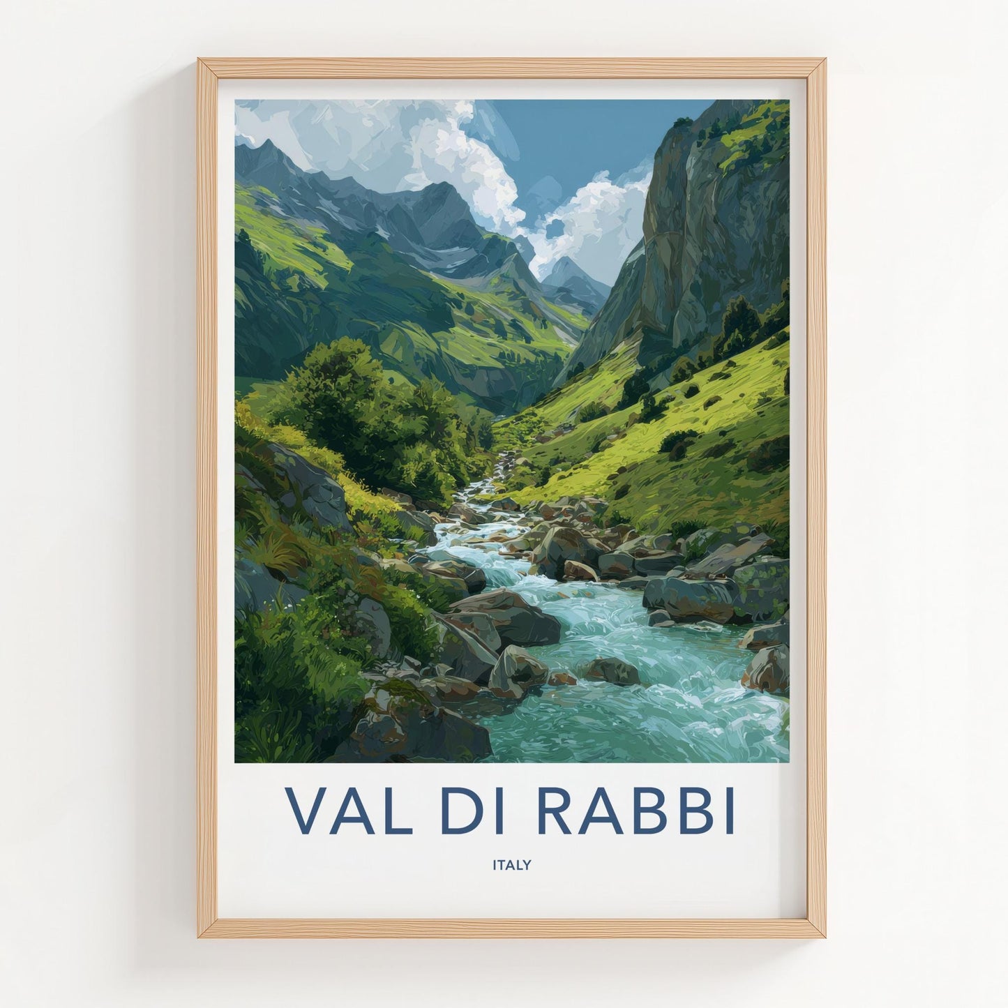 Val Di Rabbi Poster - Italy Travel Art - Mountain Valley River Home Decor
