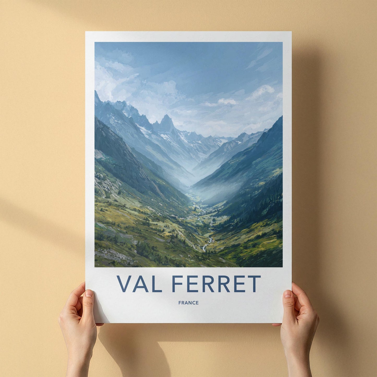 Val Ferret Poster - France Travel Art - Green Mountain Valley Wall Decor