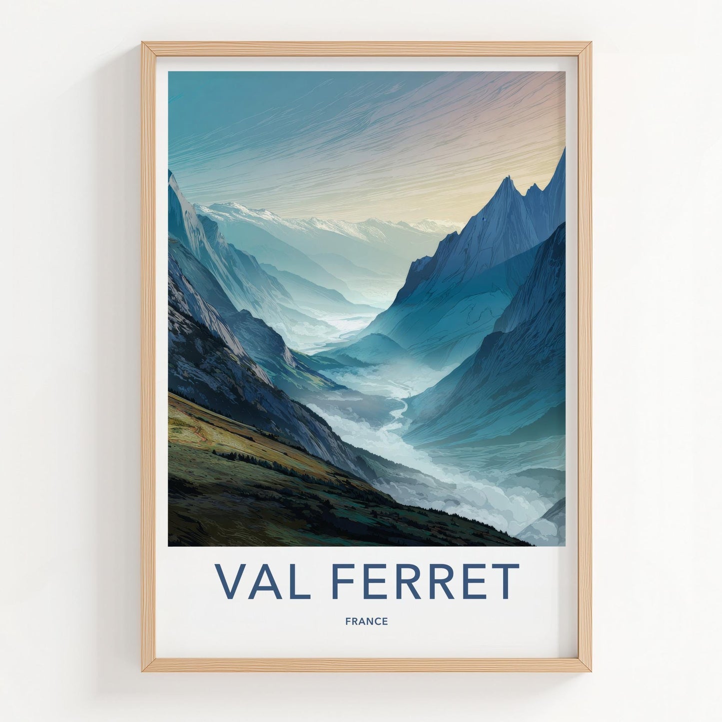 Val Ferret Poster - France Wall Art - Misty Mountain Valley Home Decor
