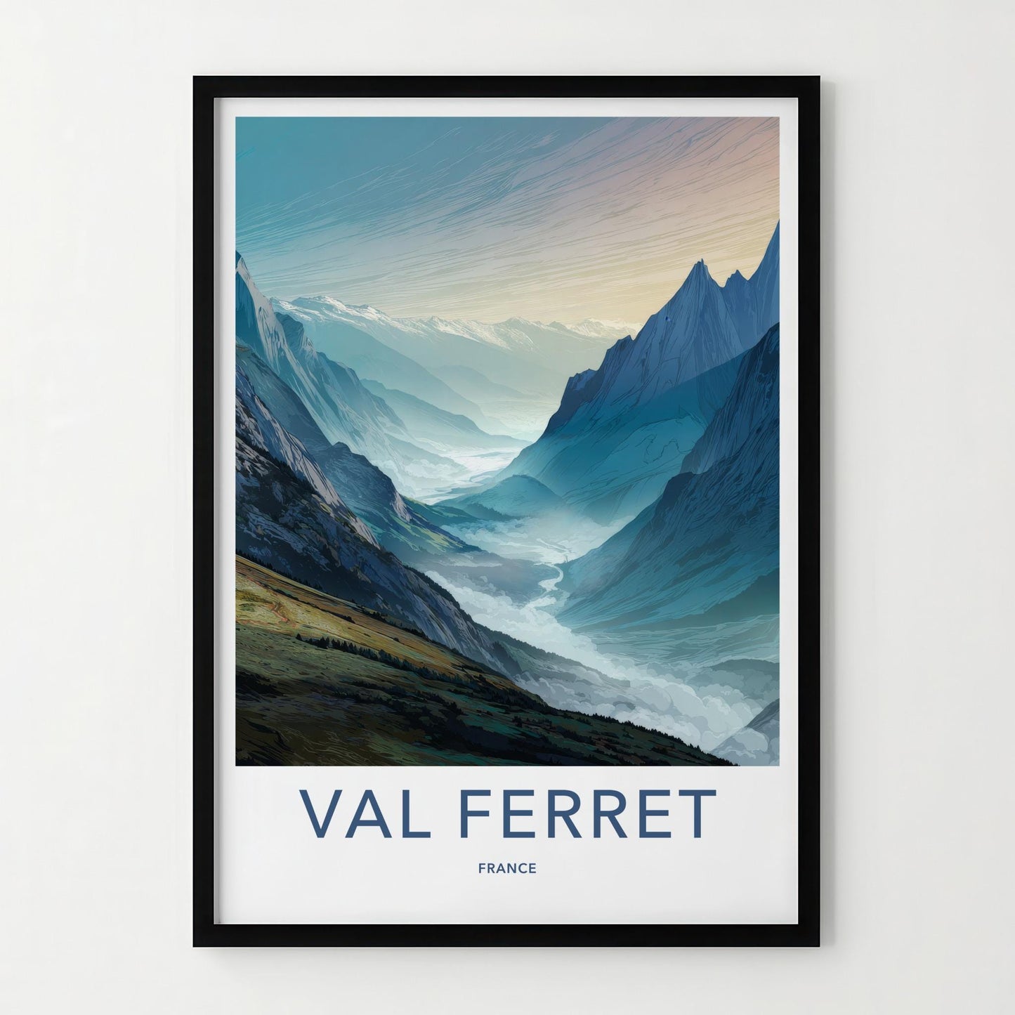 Val Ferret Poster - France Wall Art - Misty Mountain Valley Home Decor