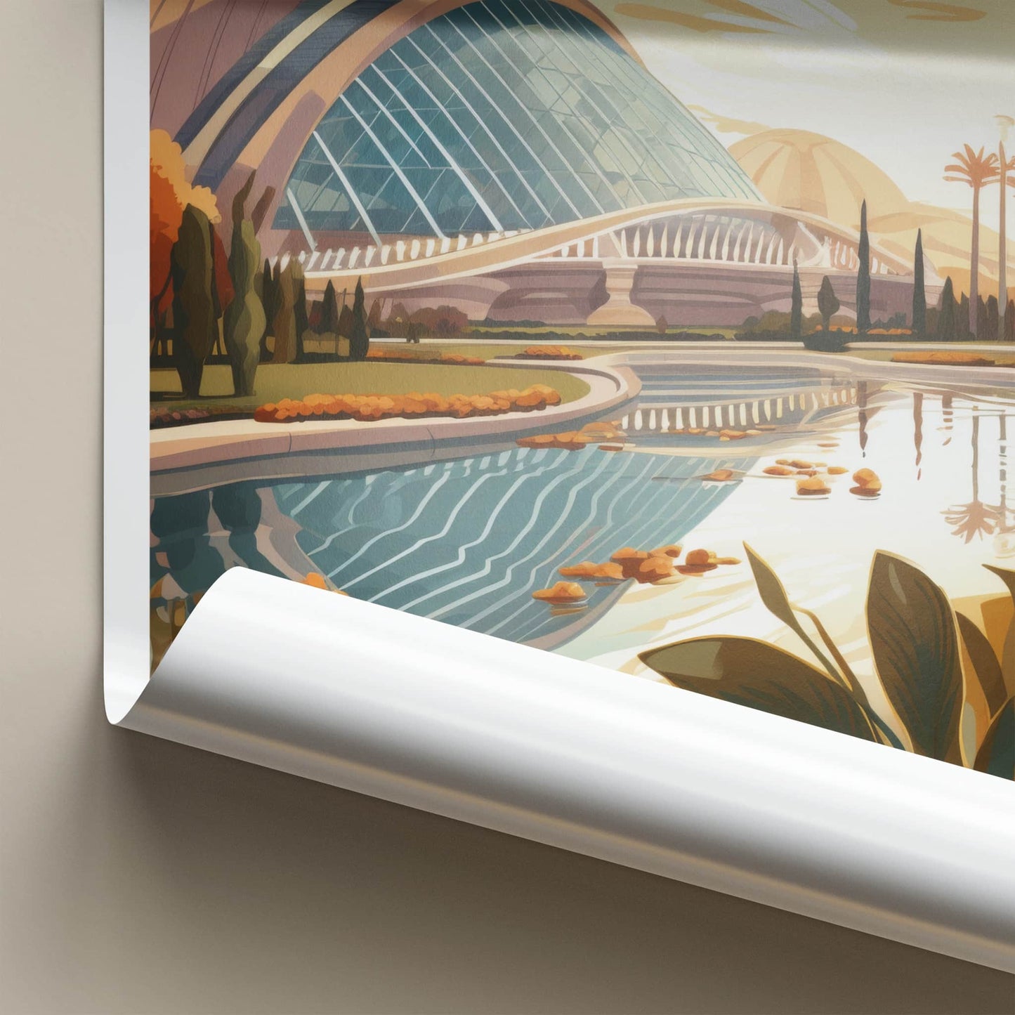 Valencia Poster - Spain Travel Art - Modern Architecture Reflections Home Decor