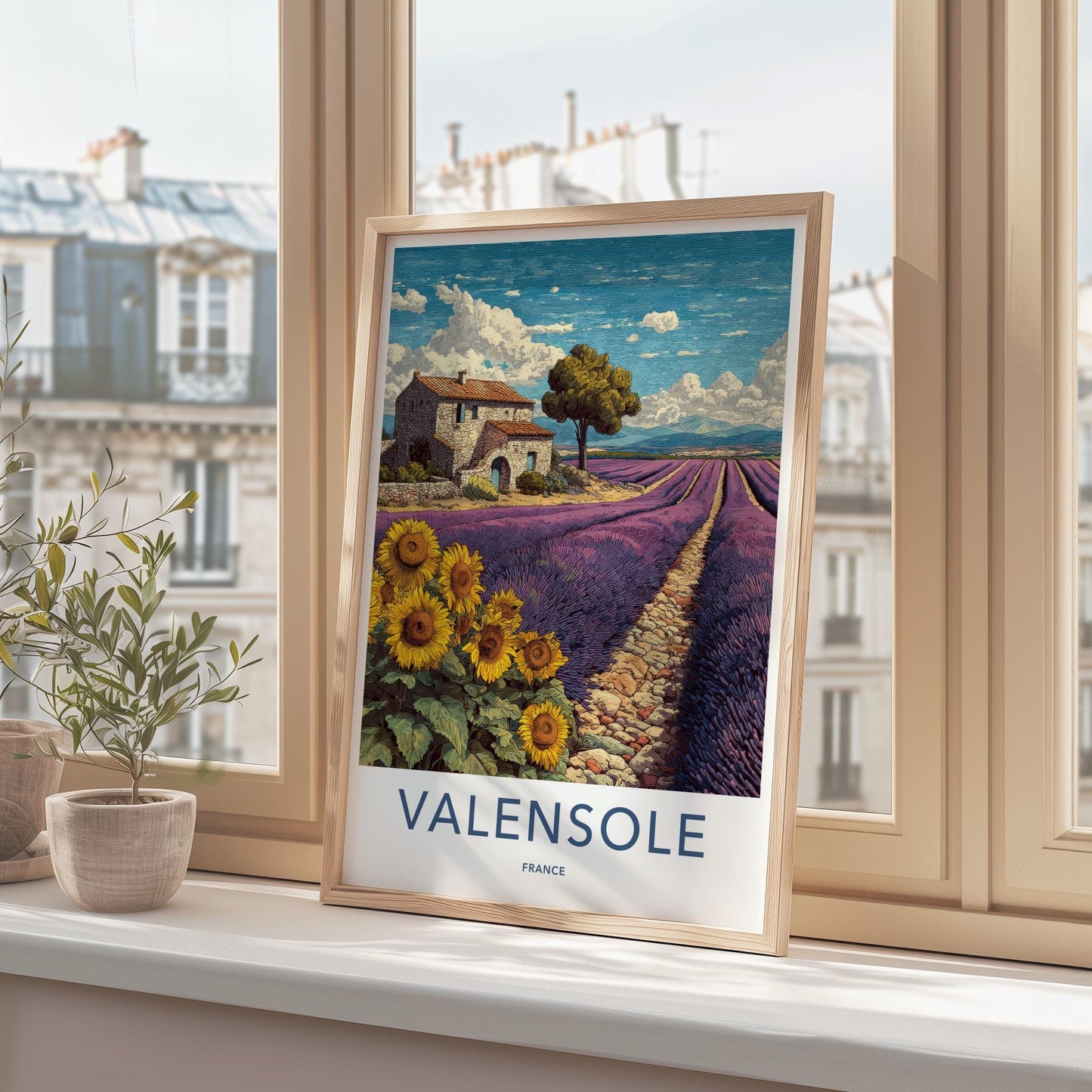 Valensole Poster - France Art Print - Lavender Field Sunflowers Home Decor