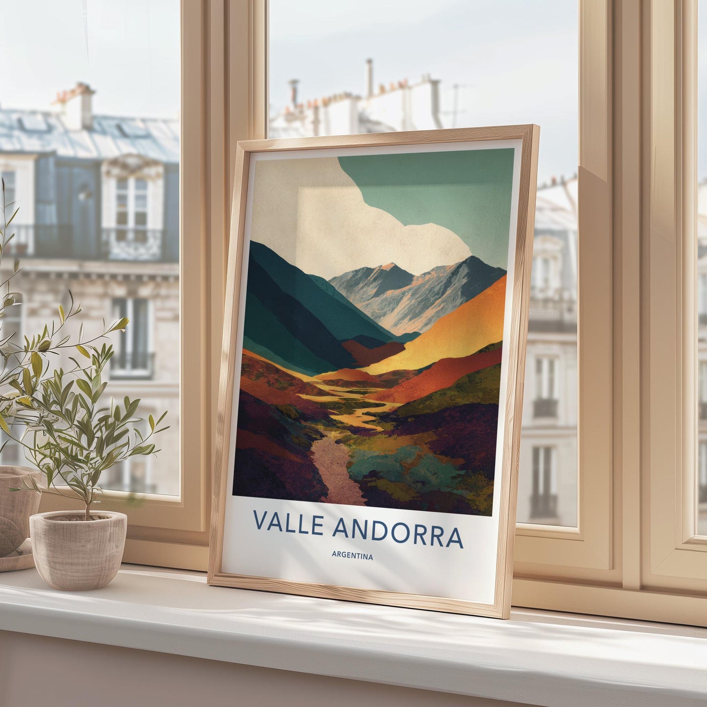 Valle Andorra Poster - Argentina Wall Art - Vibrant Mountain Valley Home Decor
