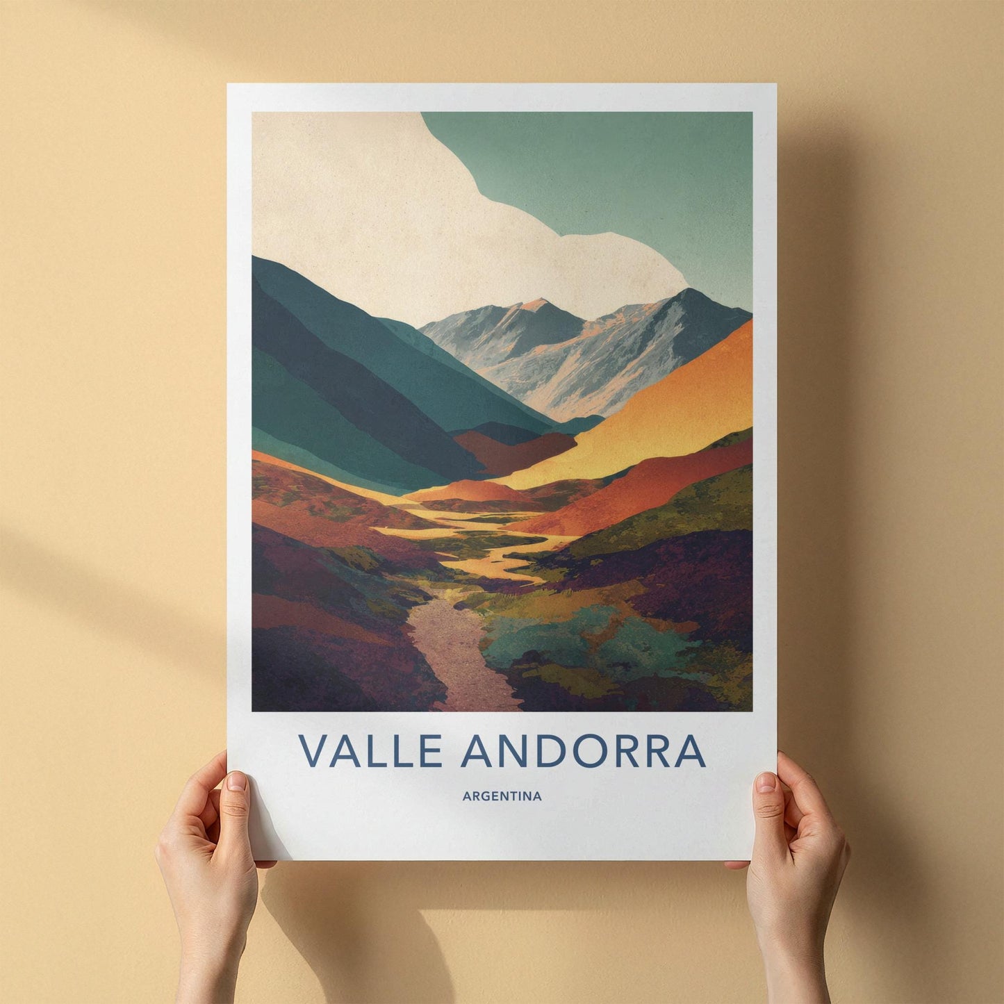 Valle Andorra Poster - Argentina Wall Art - Vibrant Mountain Valley Home Decor