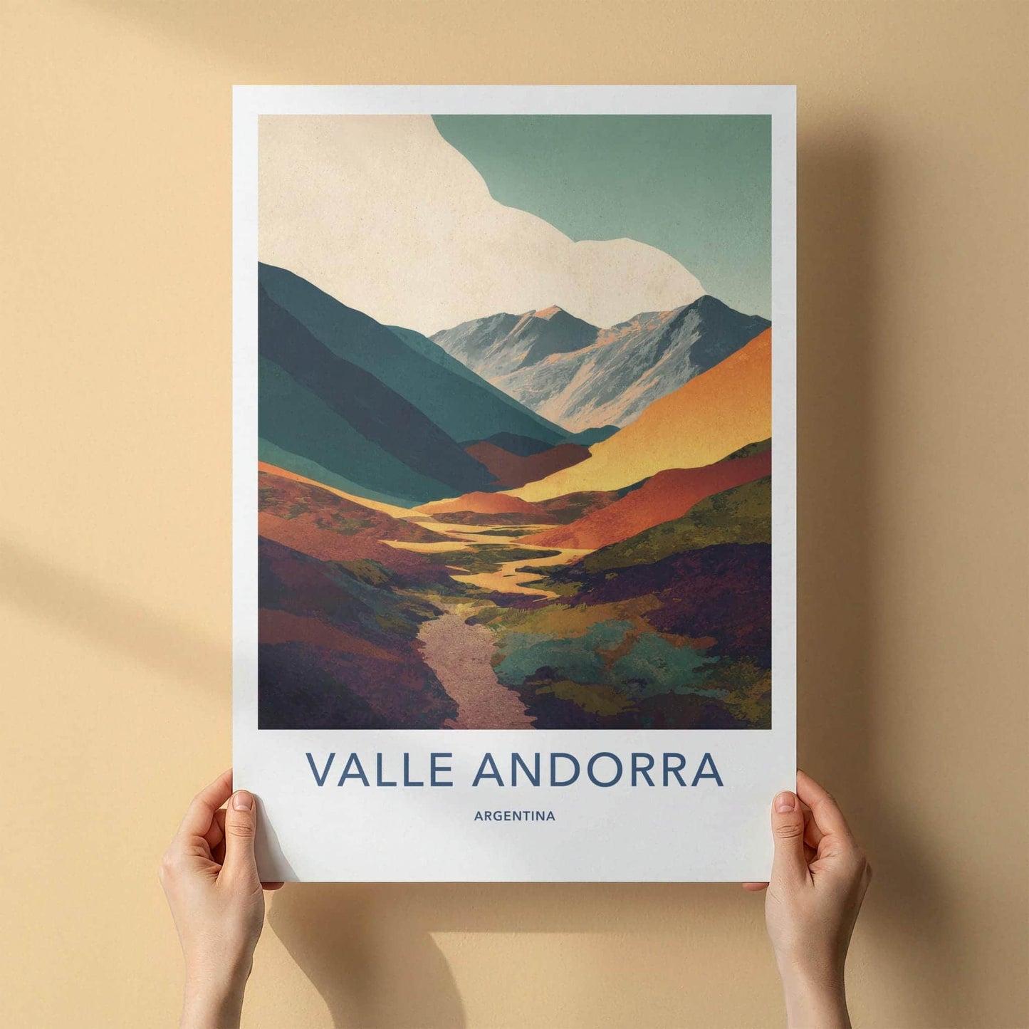 Valle Andorra Poster - Argentina Wall Art - Vibrant Mountain Valley Home Decor
