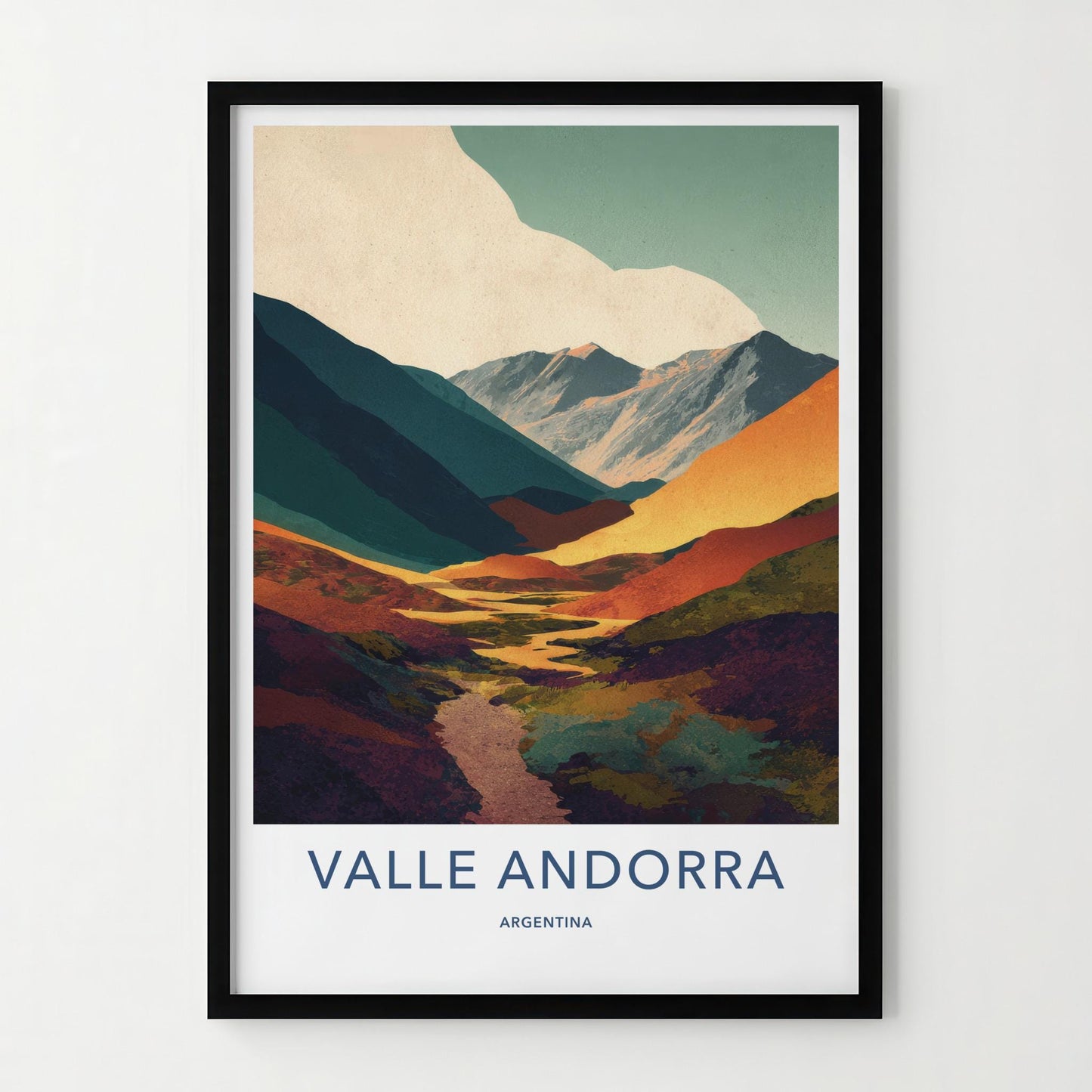 Valle Andorra Poster - Argentina Wall Art - Vibrant Mountain Valley Home Decor