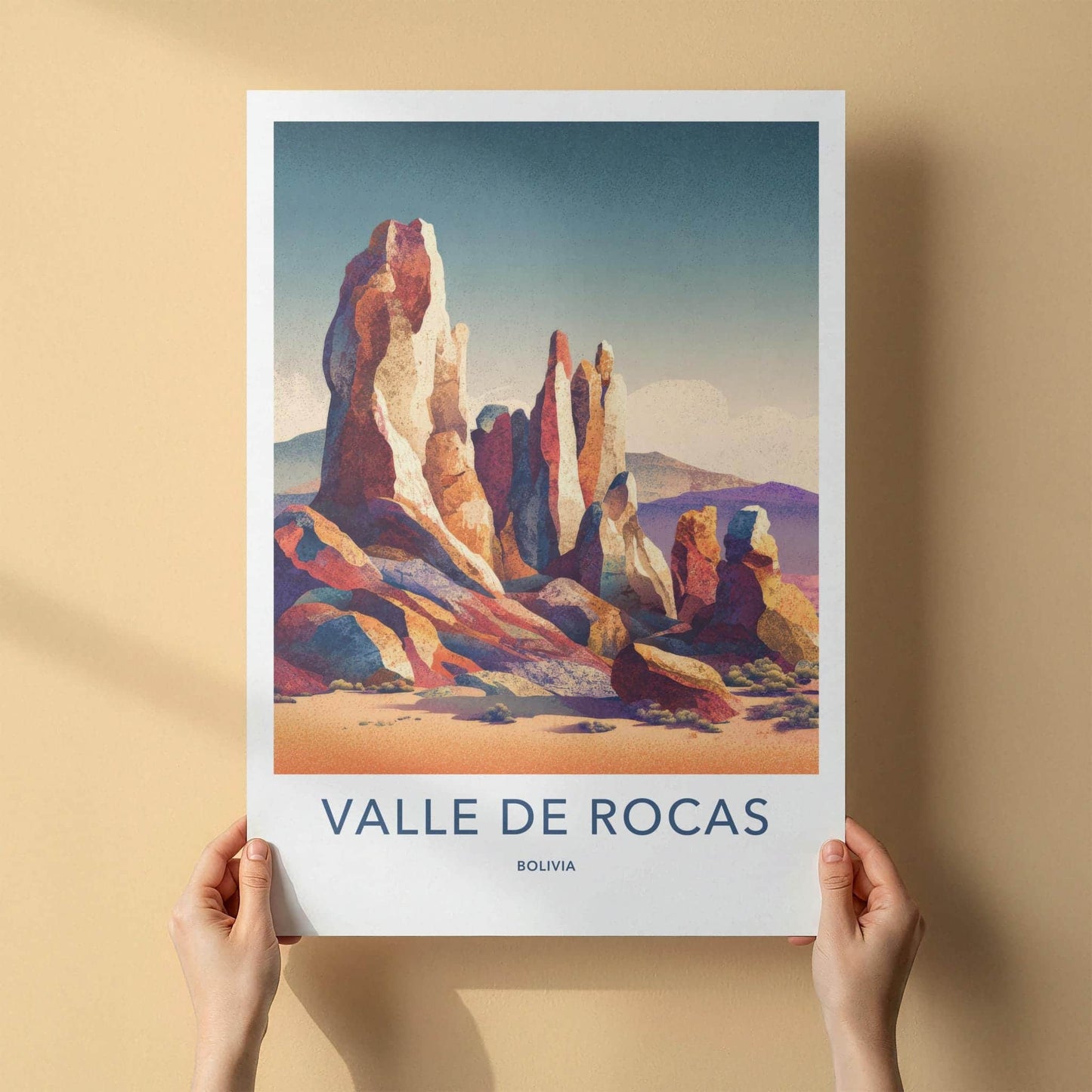 Valle De Rocas Poster - Bolivia Travel Art - Vibrant Rock Formations Home Decor