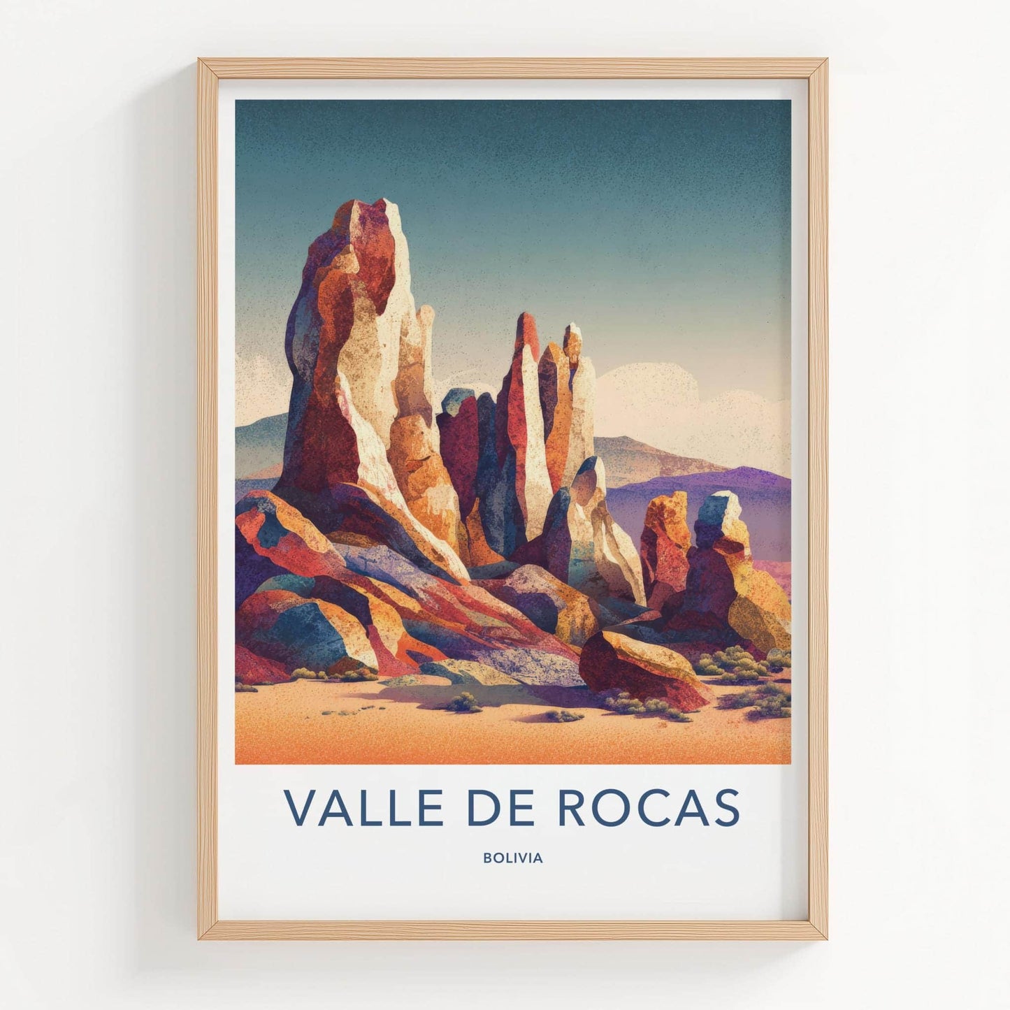 Valle De Rocas Poster - Bolivia Travel Art - Vibrant Rock Formations Home Decor