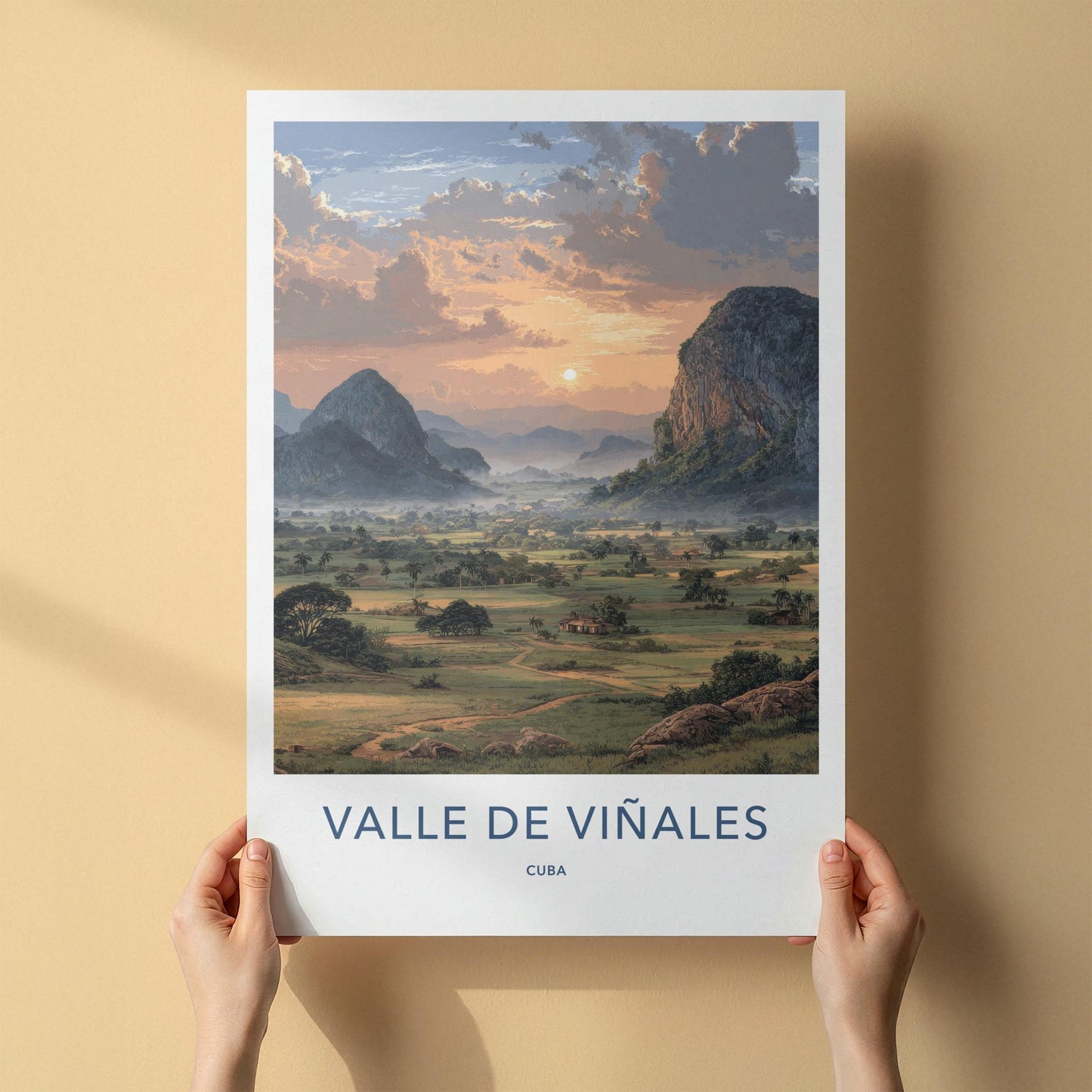 Valle de Vinales Poster - Cuba Travel Art - Lush Valley Sunset Home Decor