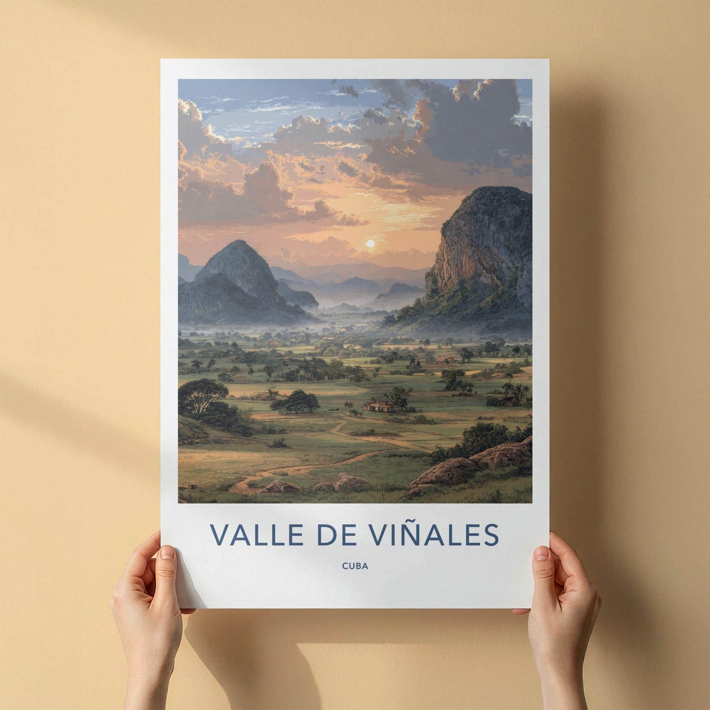 Valle de Vinales Poster - Cuba Travel Art - Lush Valley Sunset Home Decor