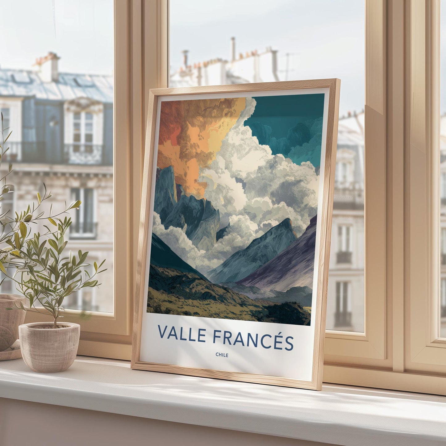 Valle Frances Poster - Chile Travel Art - Cloudy Mountain Panorama Home Decor