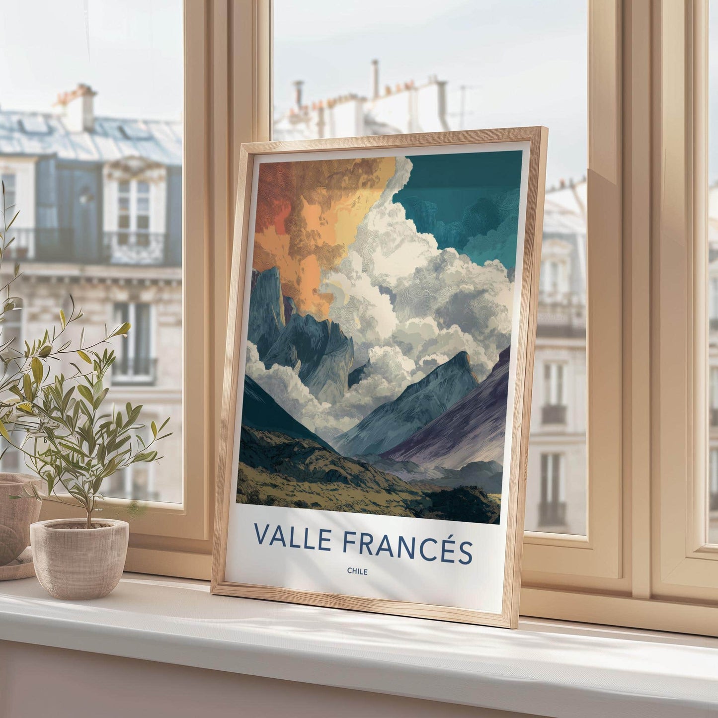 Valle Frances Poster - Chile Travel Art - Cloudy Mountain Panorama Home Decor
