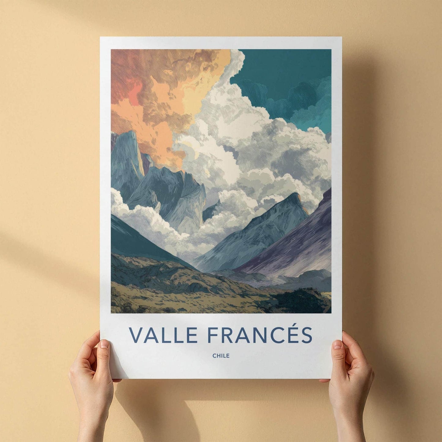 Valle Frances Poster - Chile Travel Art - Cloudy Mountain Panorama Home Decor