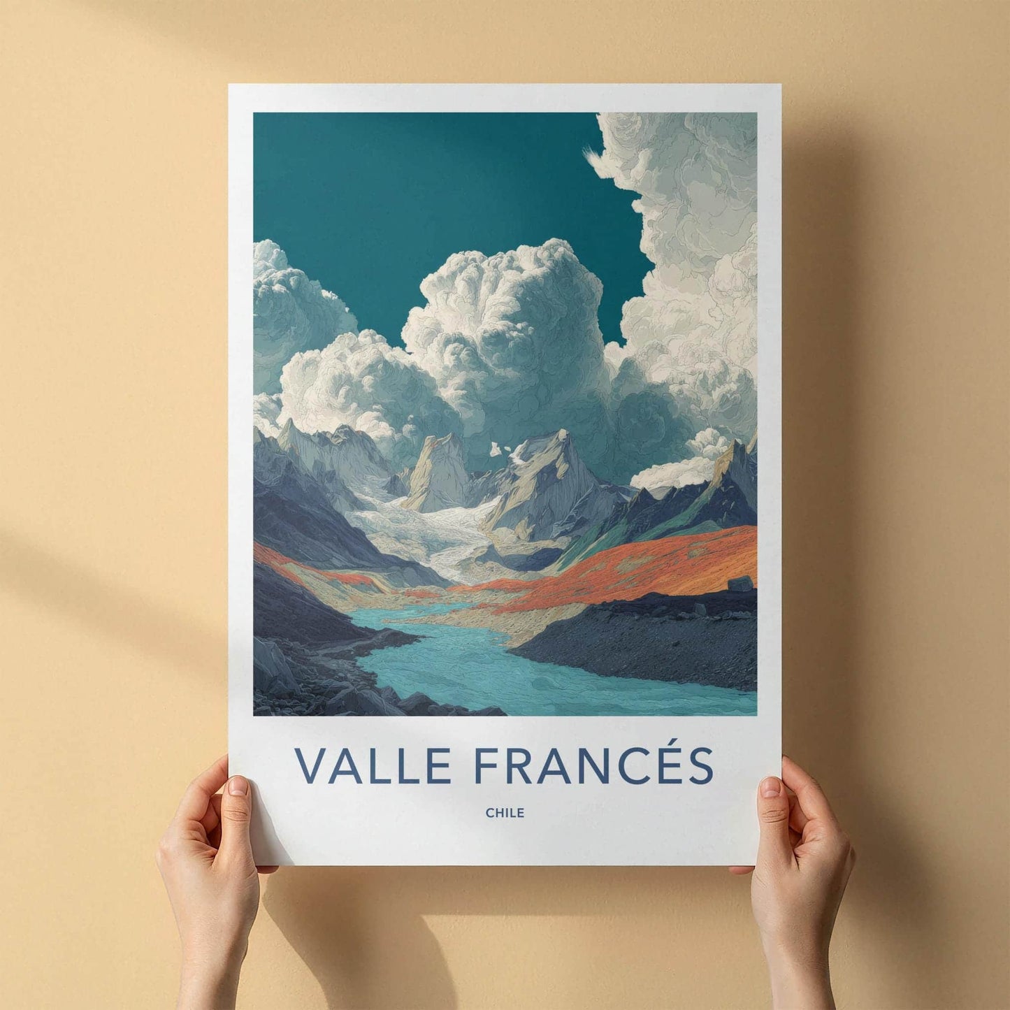 Valle Frances Poster - Chile Travel Art - Glacier River Peaks Wall Decor
