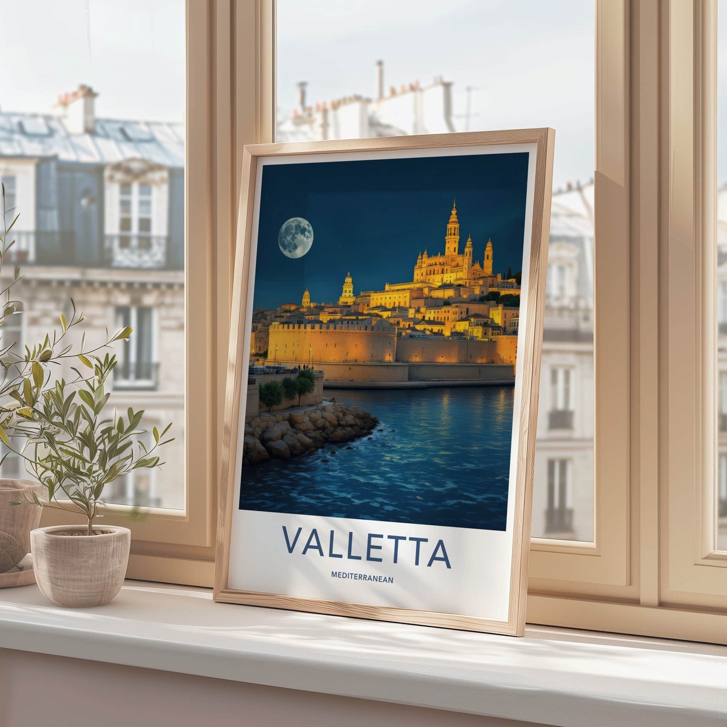 Valletta Poster - Malta Fine Art - Illuminated Waterfront City Gallery Art