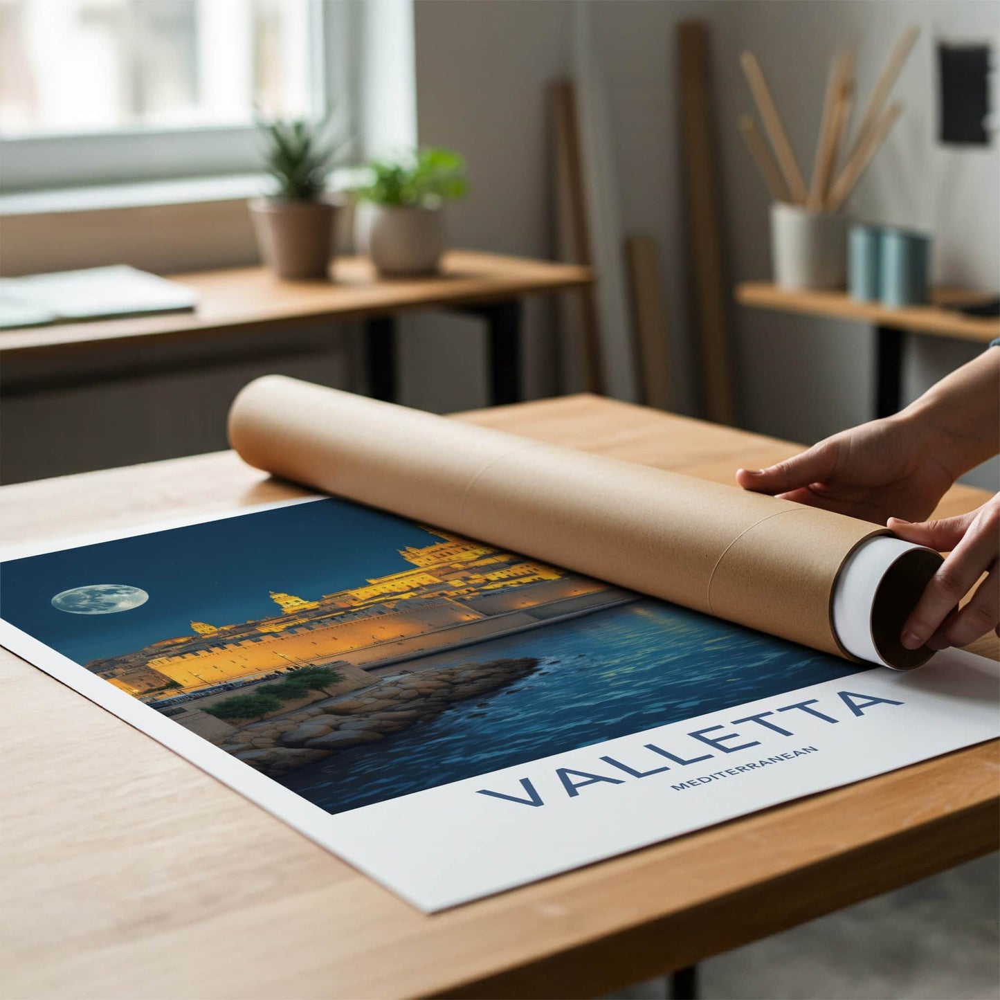 Valletta Poster - Malta Fine Art - Illuminated Waterfront City Gallery Art
