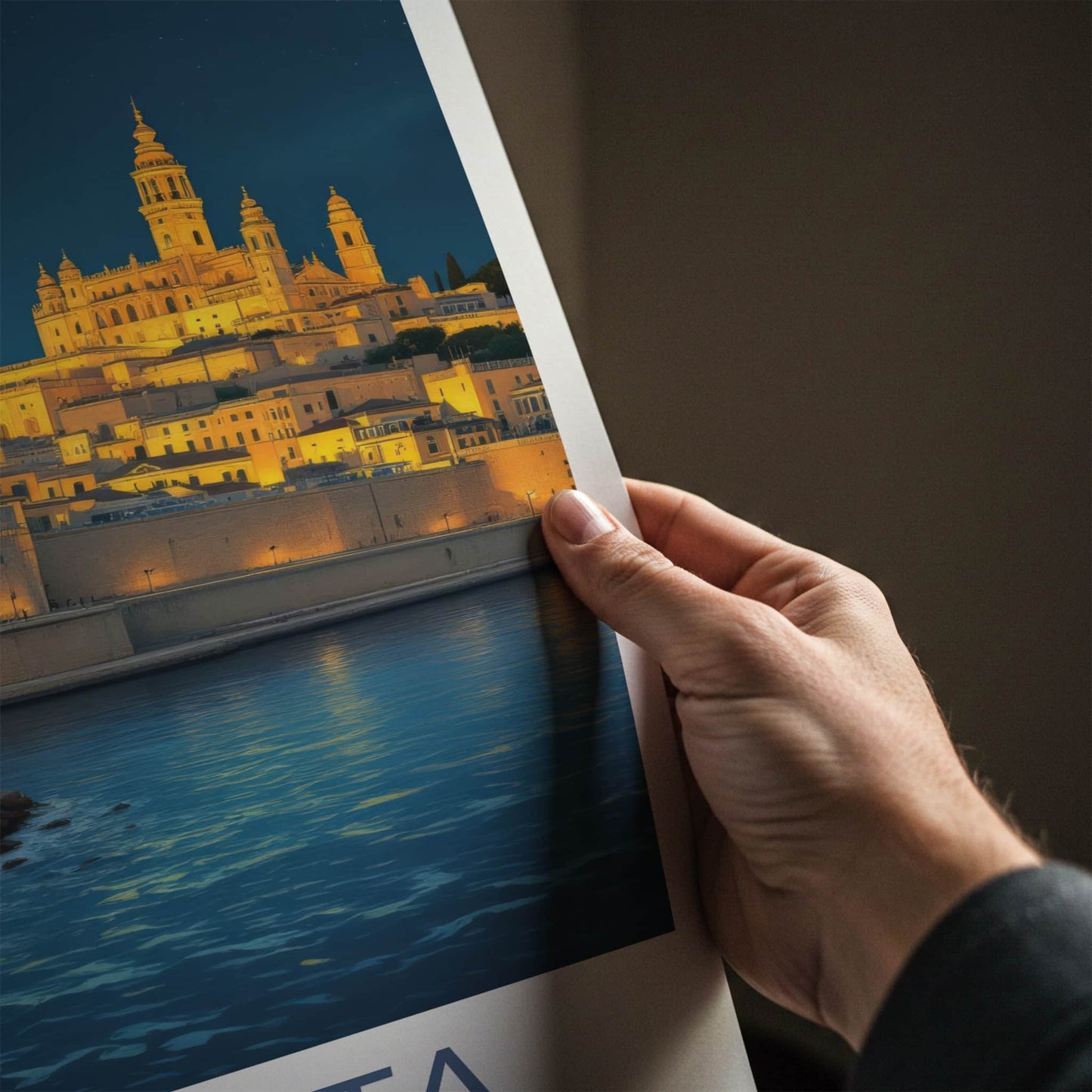 Valletta Poster - Malta Fine Art - Illuminated Waterfront City Gallery Art