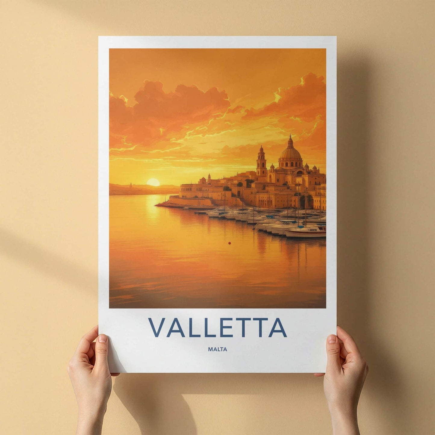 Valletta Poster - Malta Framed Print - Golden Harbor City Lounge Decor