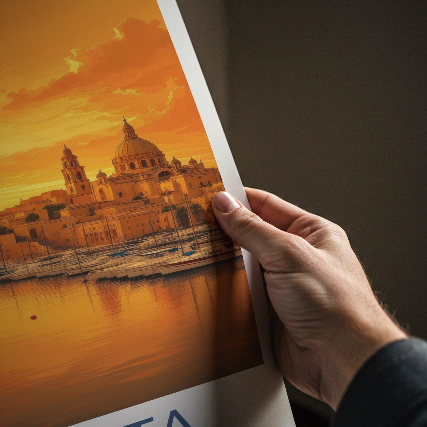 Valletta Poster - Malta Framed Print - Golden Harbor City Lounge Decor