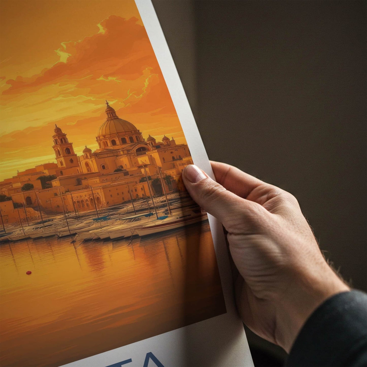 Valletta Poster - Malta Framed Print - Golden Harbor City Lounge Decor