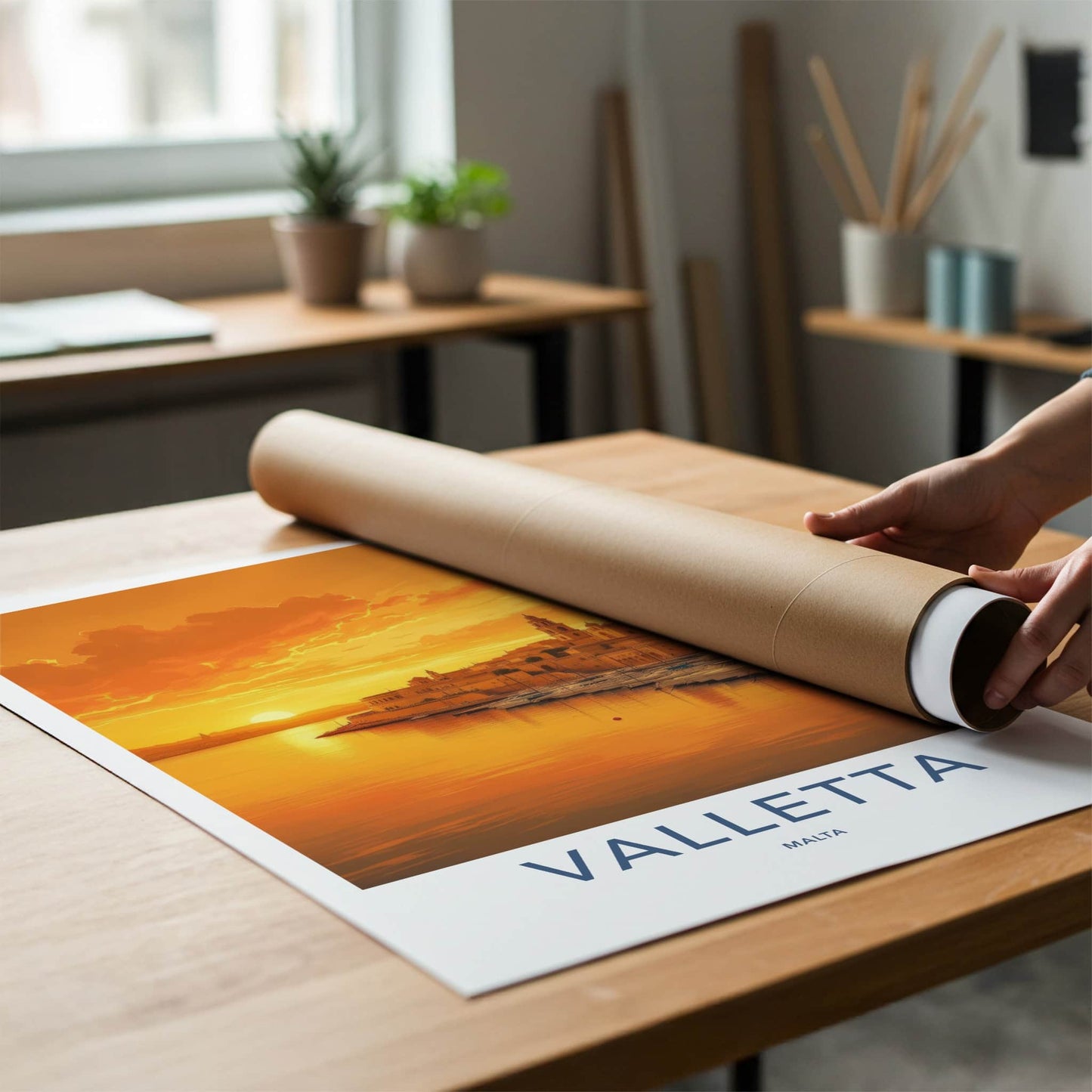 Valletta Poster - Malta Framed Print - Golden Harbor City Lounge Decor