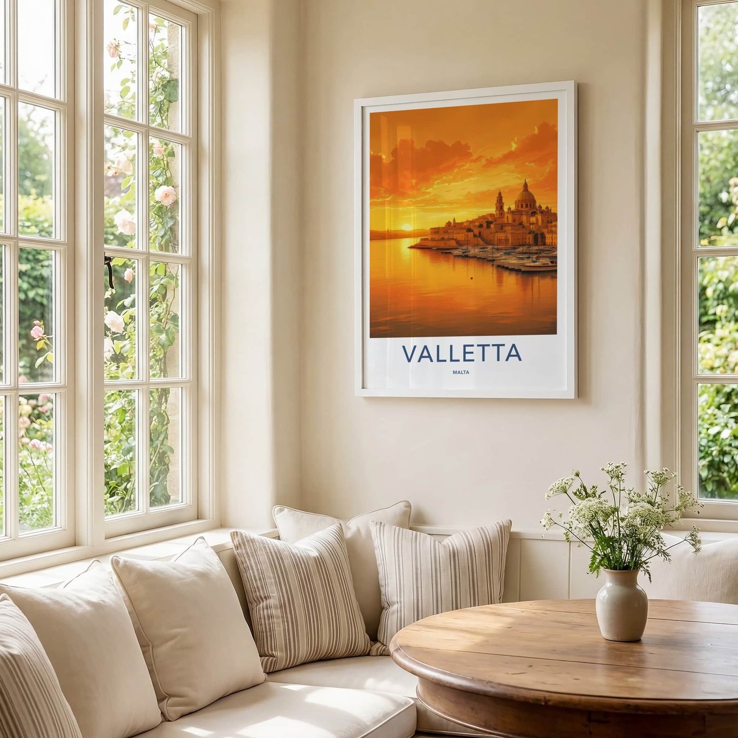 Valletta Poster - Malta Framed Print - Golden Harbor City Lounge Decor