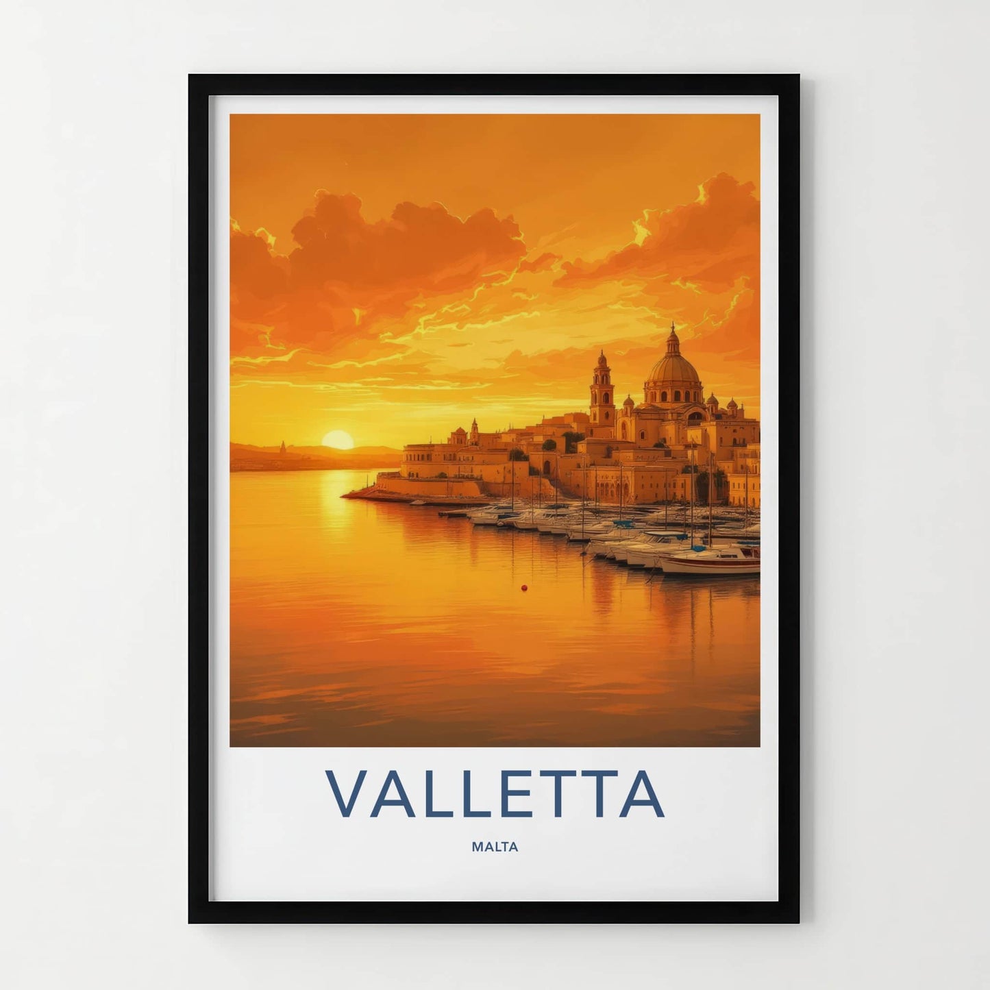 Valletta Poster - Malta Framed Print - Golden Harbor City Lounge Decor
