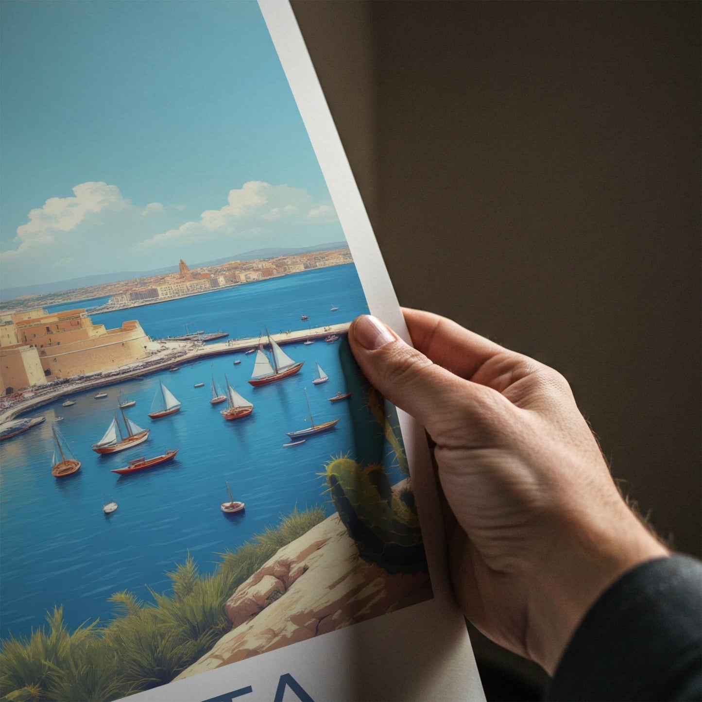 Valletta Poster - Malta Travel Art - Fortified City Harbor Wall Decor