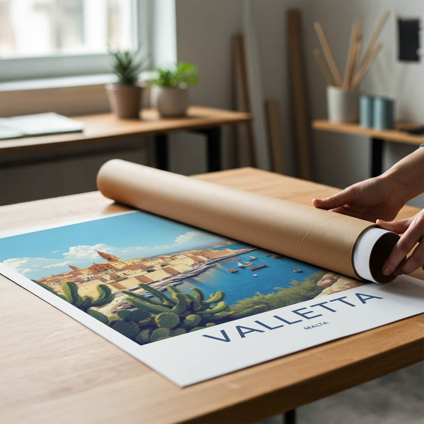 Valletta Poster - Malta Travel Art - Fortified City Harbor Wall Decor