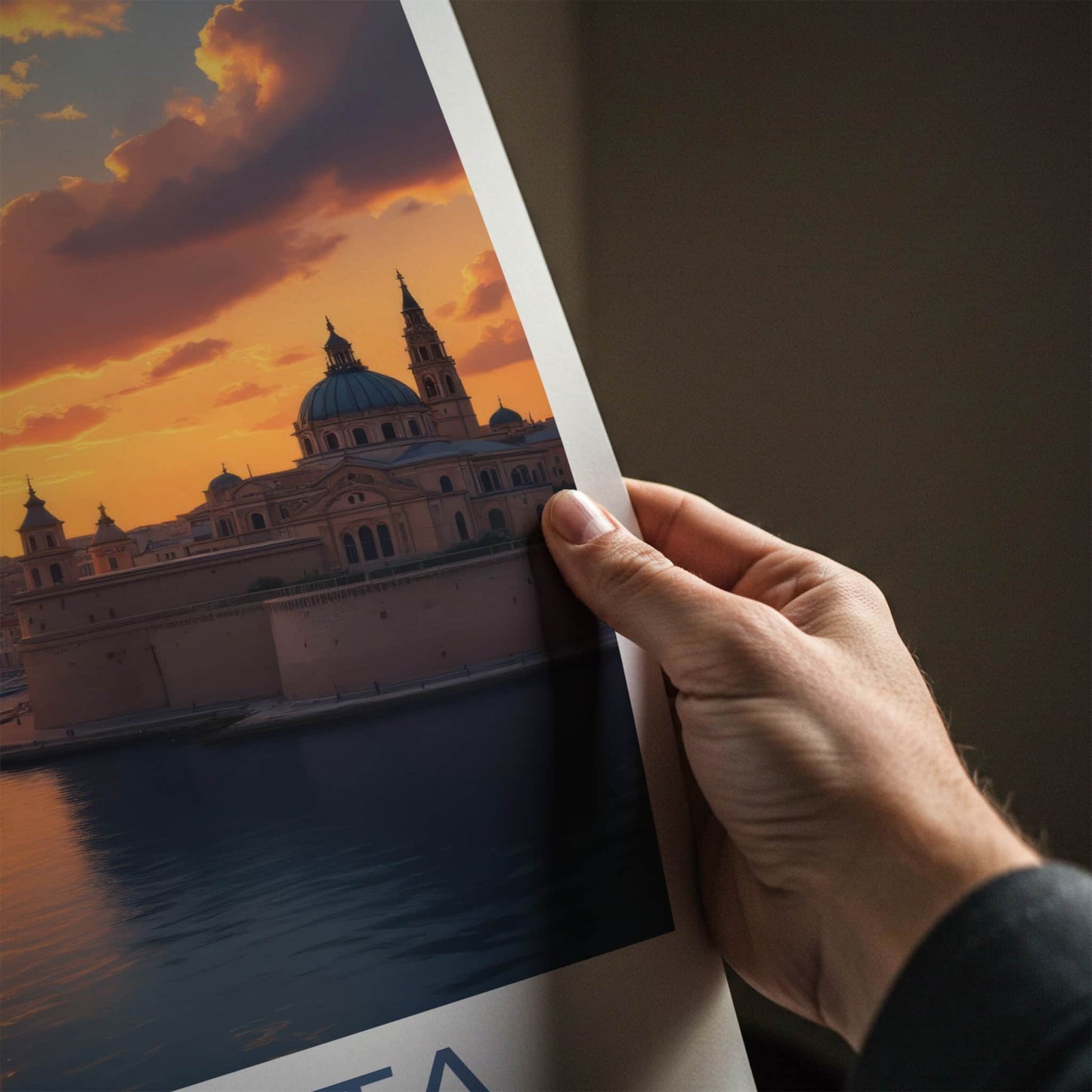 Valletta Poster - Malta Travel Art - Golden Harbor Sunset Wall Decor