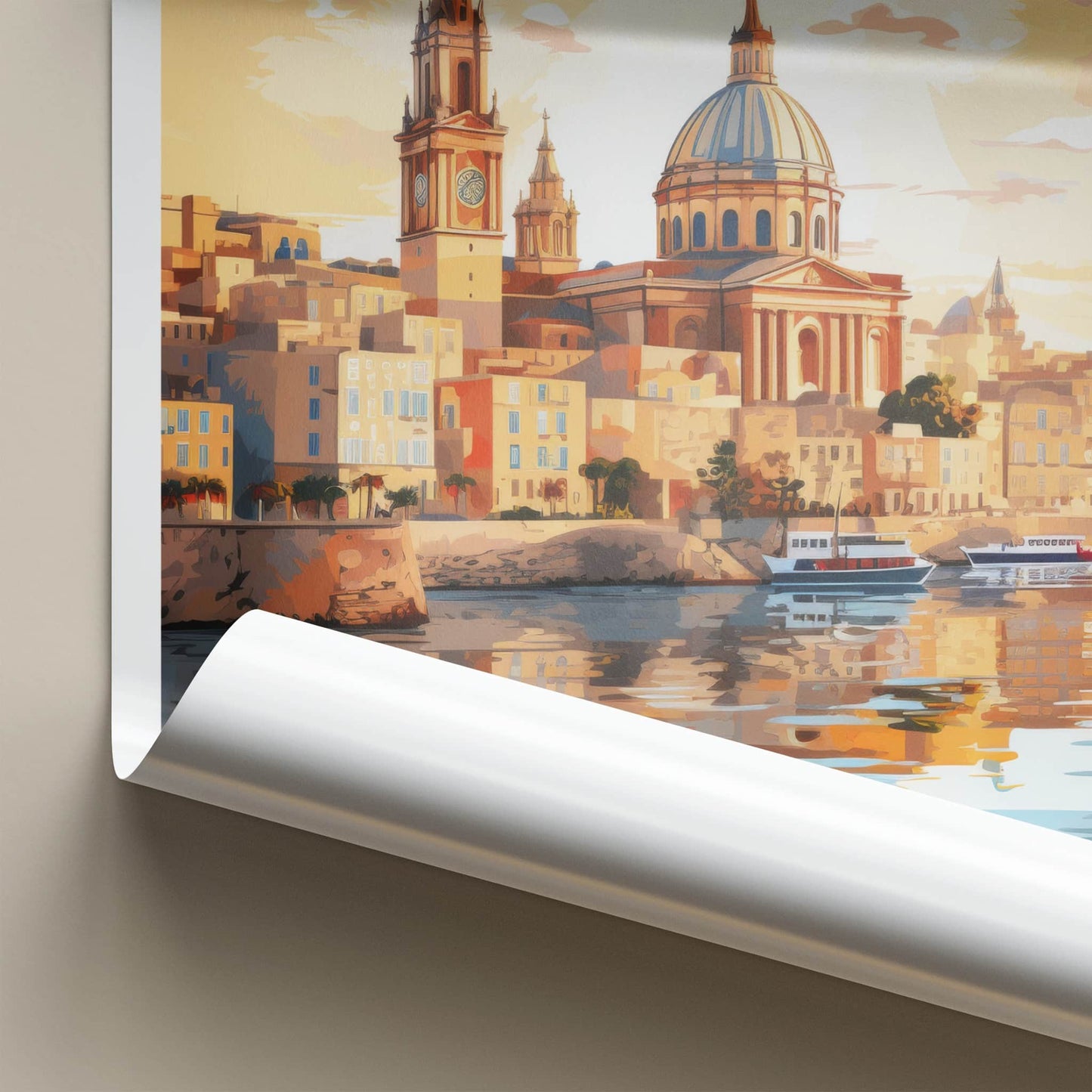 Valletta Poster - Malta Travel Art - Grand Harbor City Wall Decor