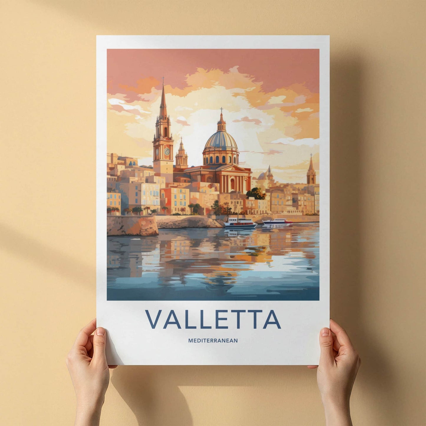 Valletta Poster - Malta Travel Art - Grand Harbor City Wall Decor