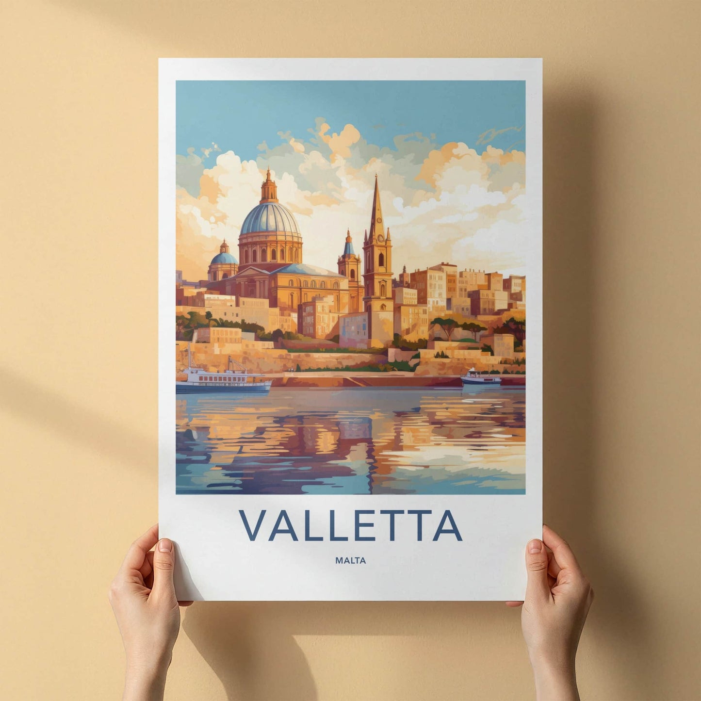 Valletta Poster - Malta Travel Art - Historic Harbor City Wall Decor